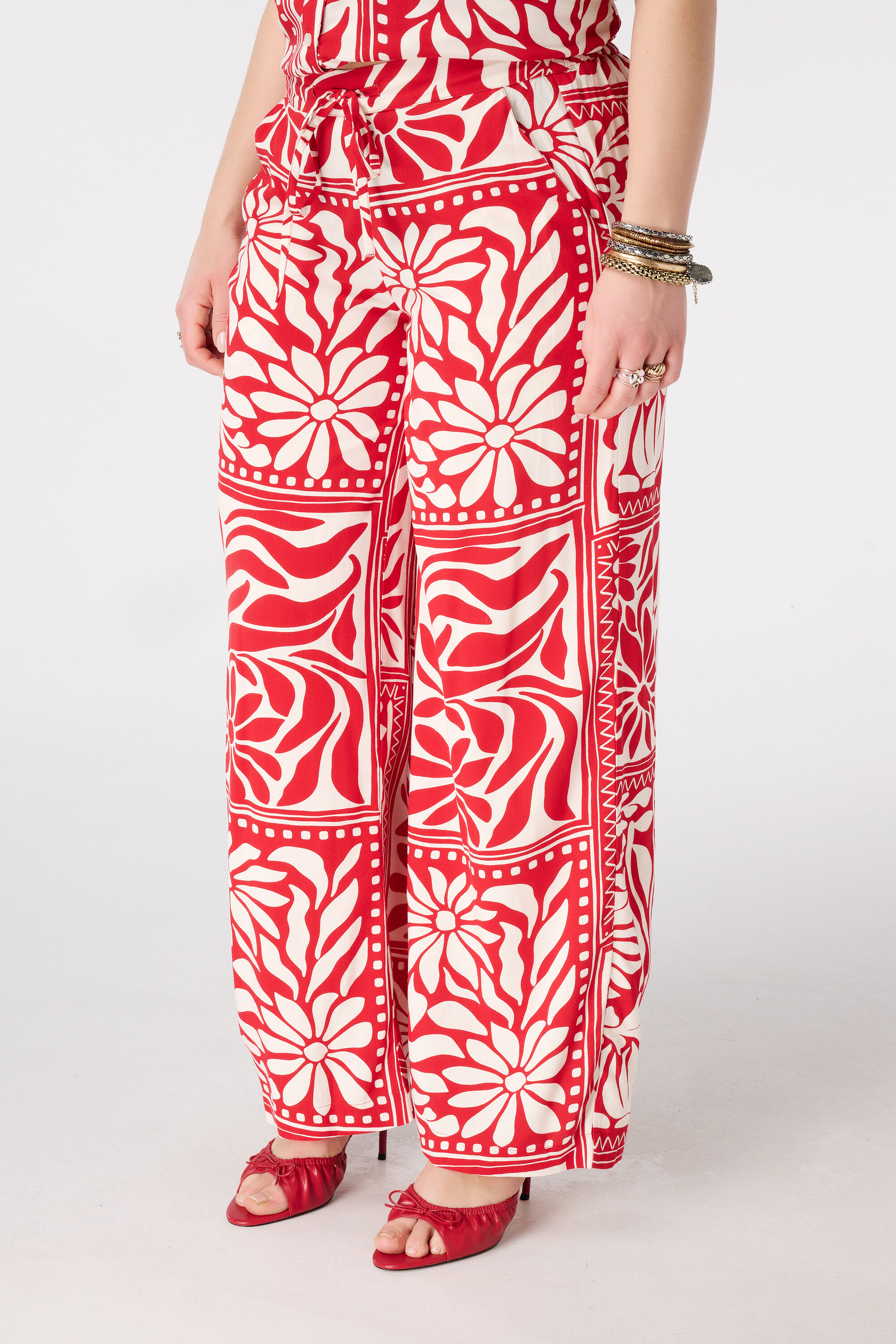Wide leg broek met print image number 5