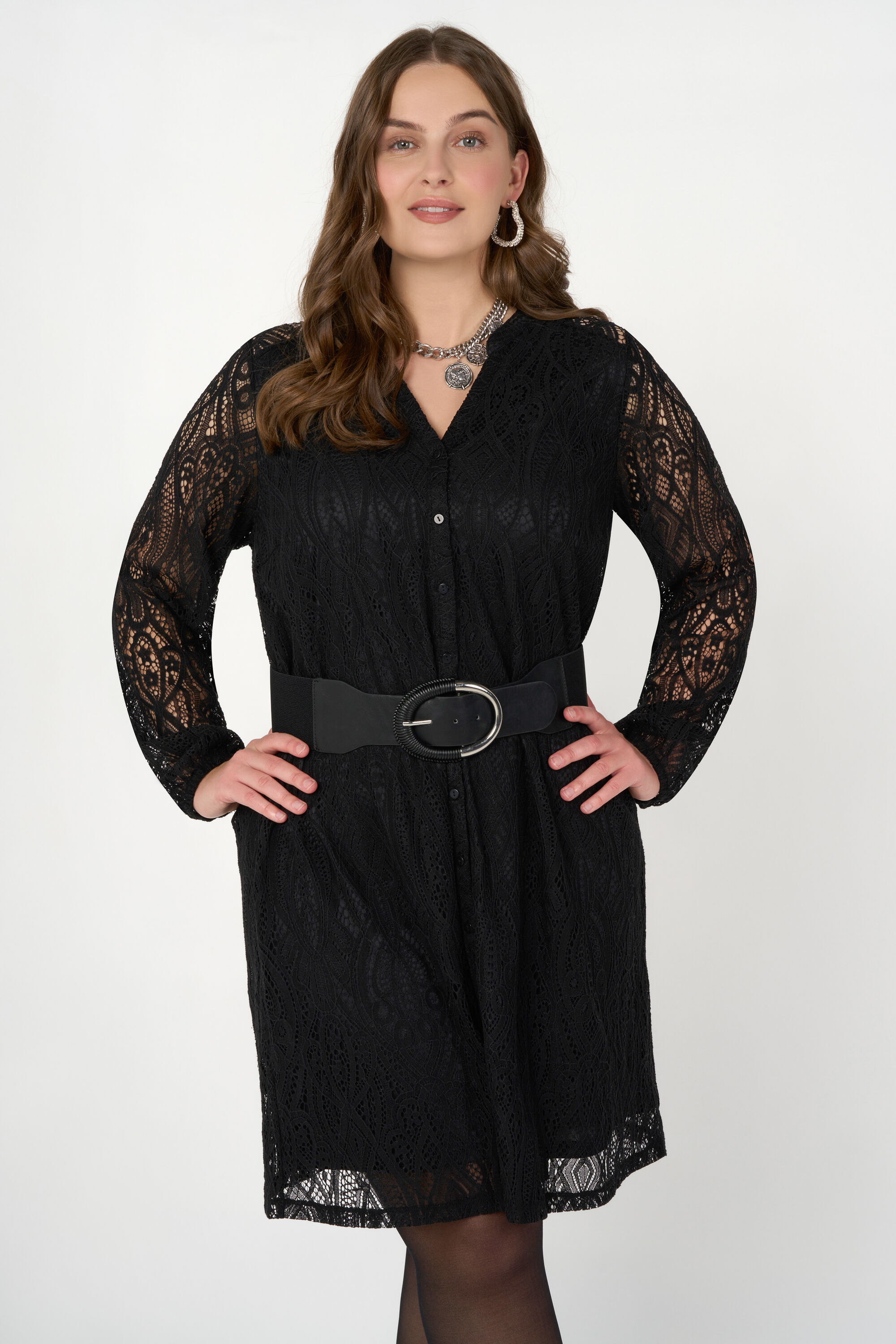 Midi jurk met kant image number 6