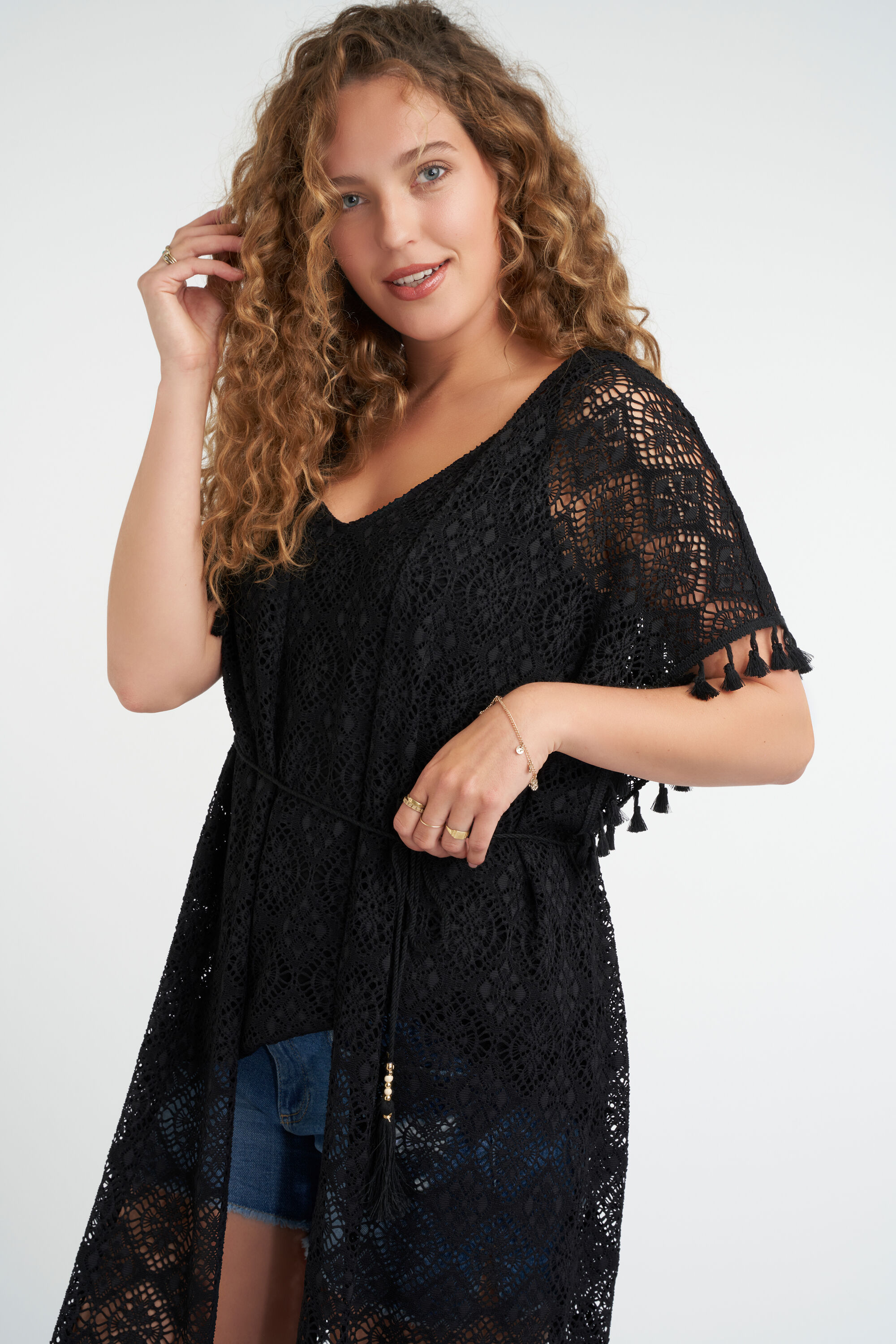 Lange kaftan van kant image number 4