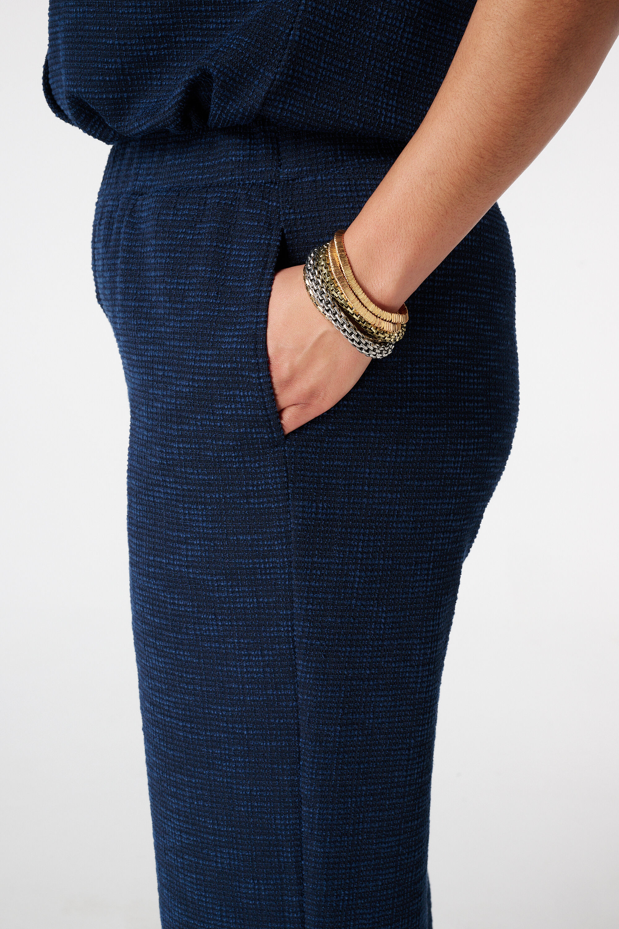 Wide leg boucl&eacute; broek image number 4