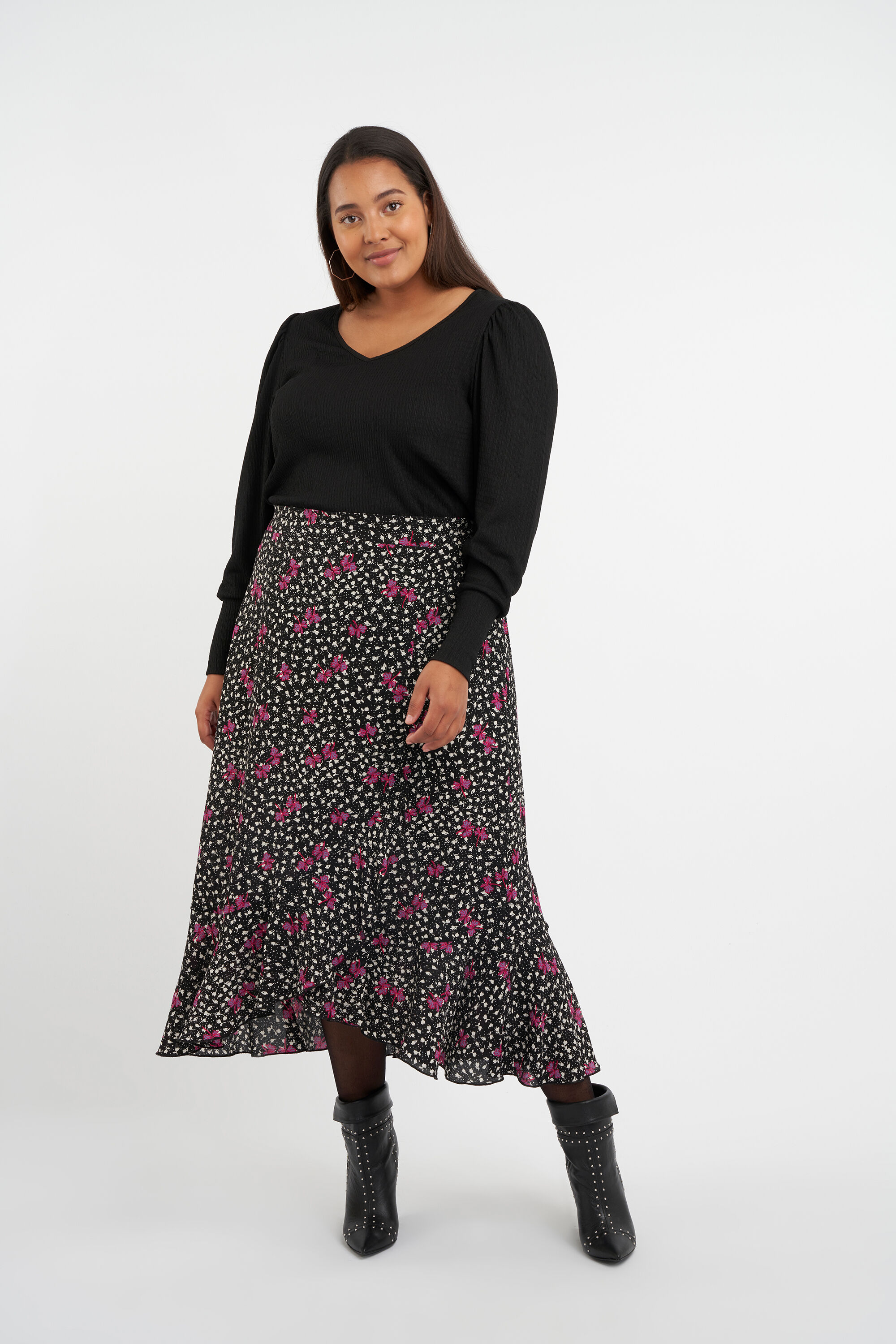 Dames Midi rok met print MS Mode