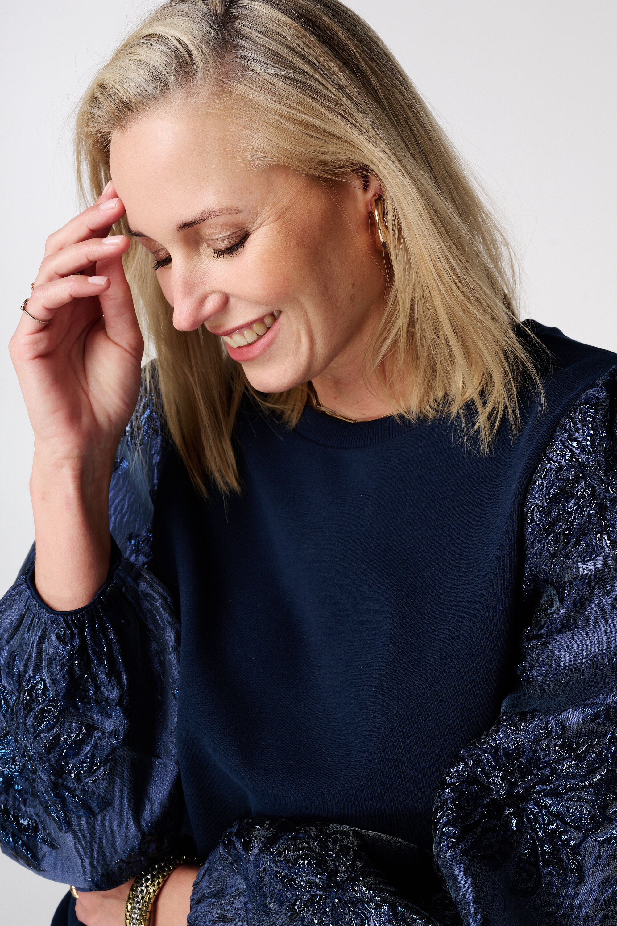 Sweater met jacquard mouwen image number 4