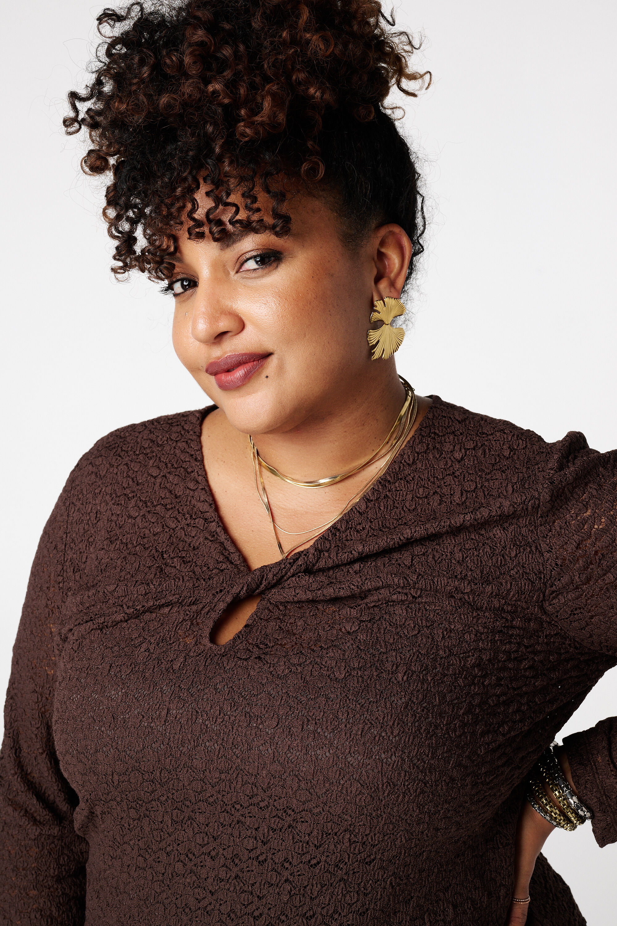 Kanten top met opengewerkt detail image number 4