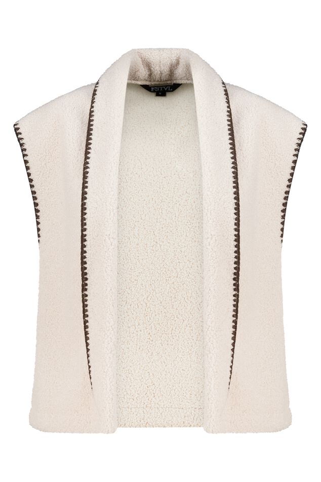 Teddy gilet met sierstiksels image number 0