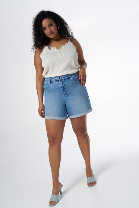 Denim short met ceintuur