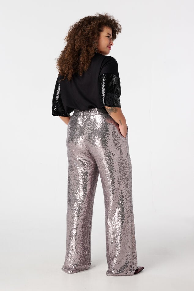 Wide leg pailletten broek image number 3