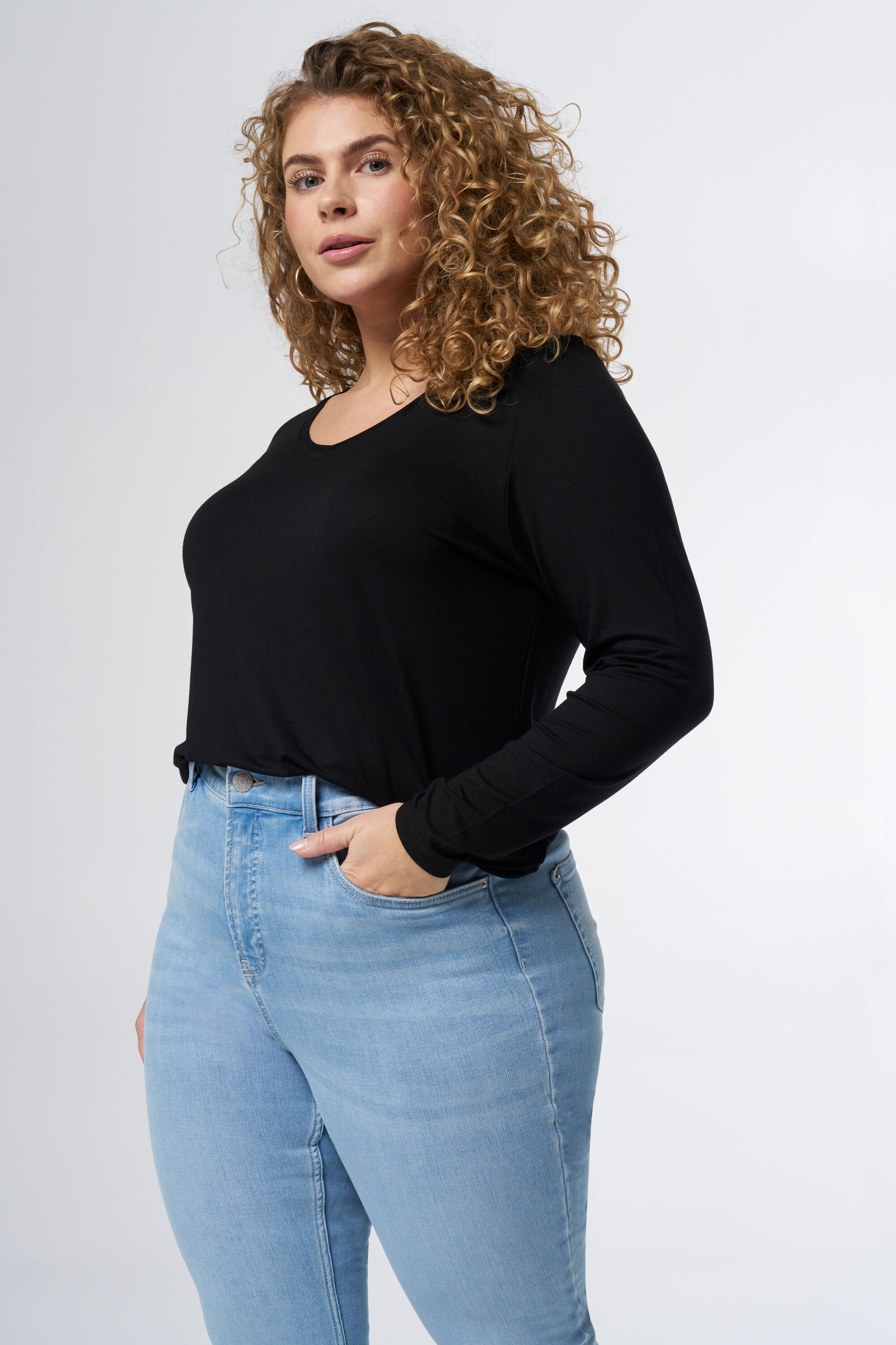 Top met lange mouwen en v-hals