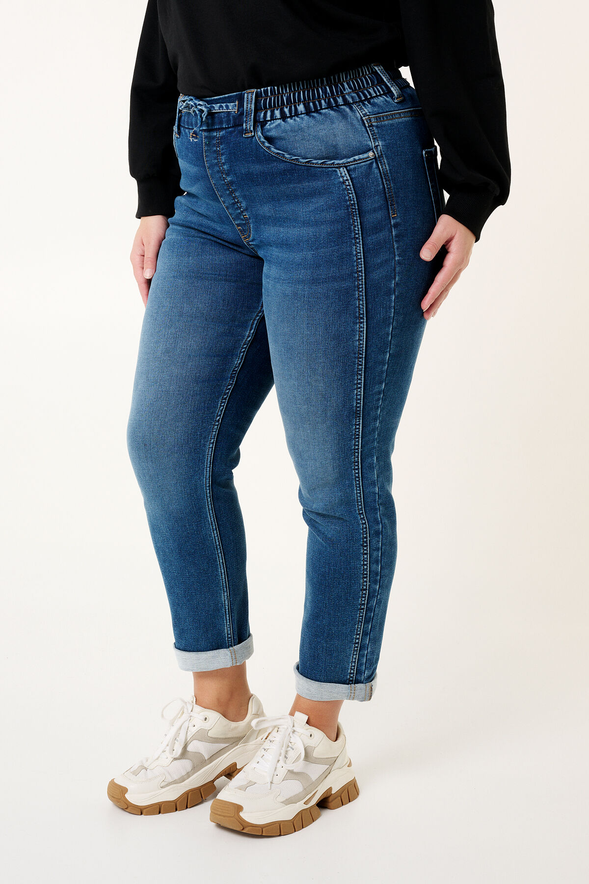 Denim jogger broek image number 5