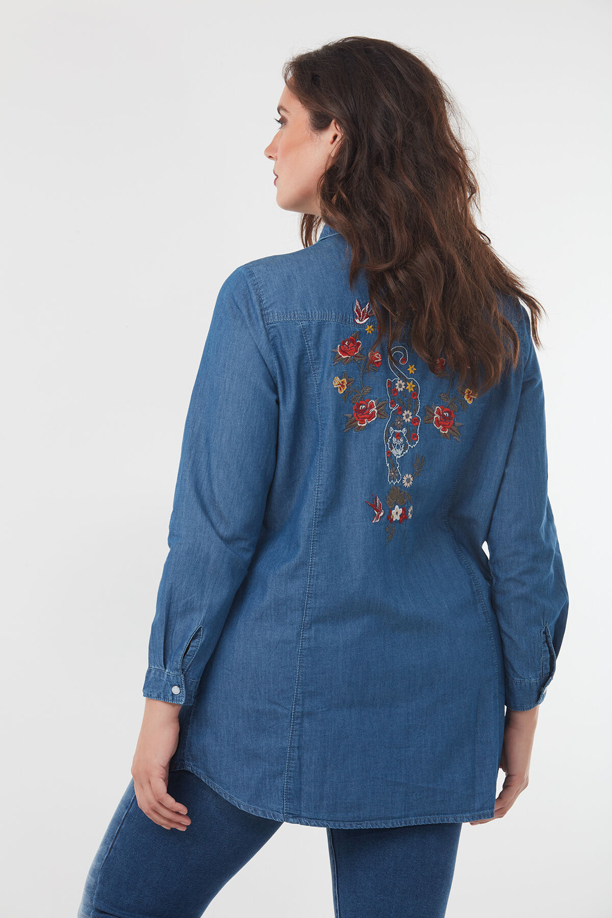 Denimblouse met embroidery image number 3