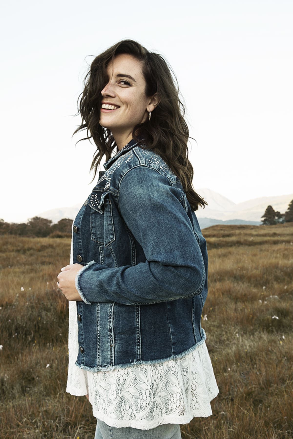 Veste en outlet jean a clou