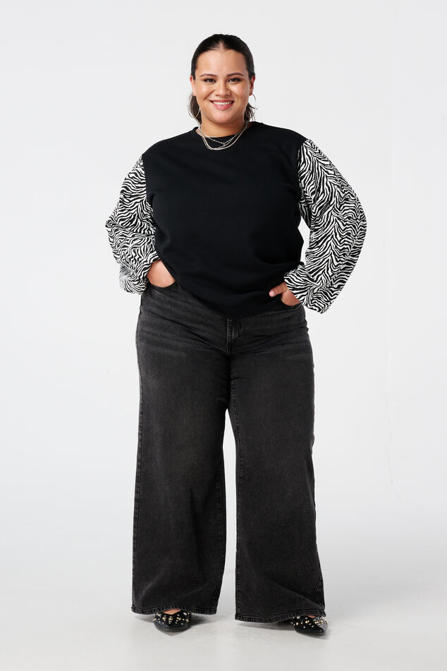 Sweater met ballonmouwen met opdruk image number 5