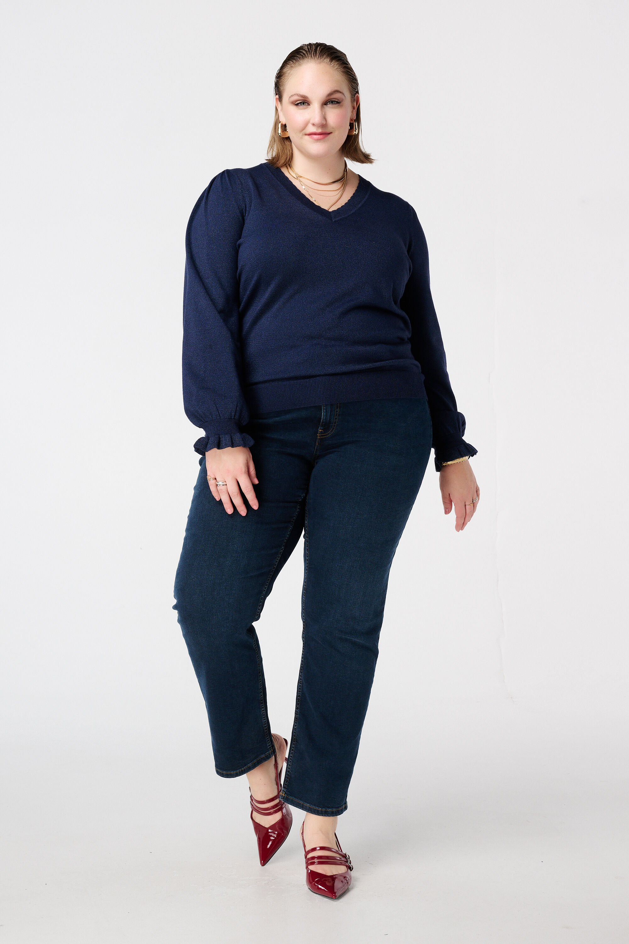 Lurex trui met ruffle mouw image number 5