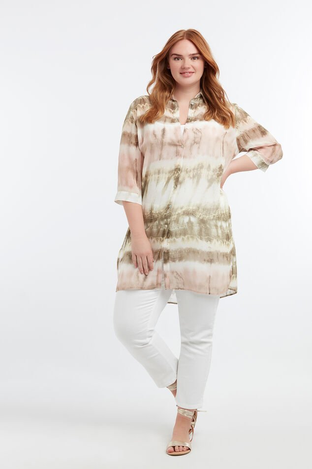 Transparante blouse met tie-dye print image number 0