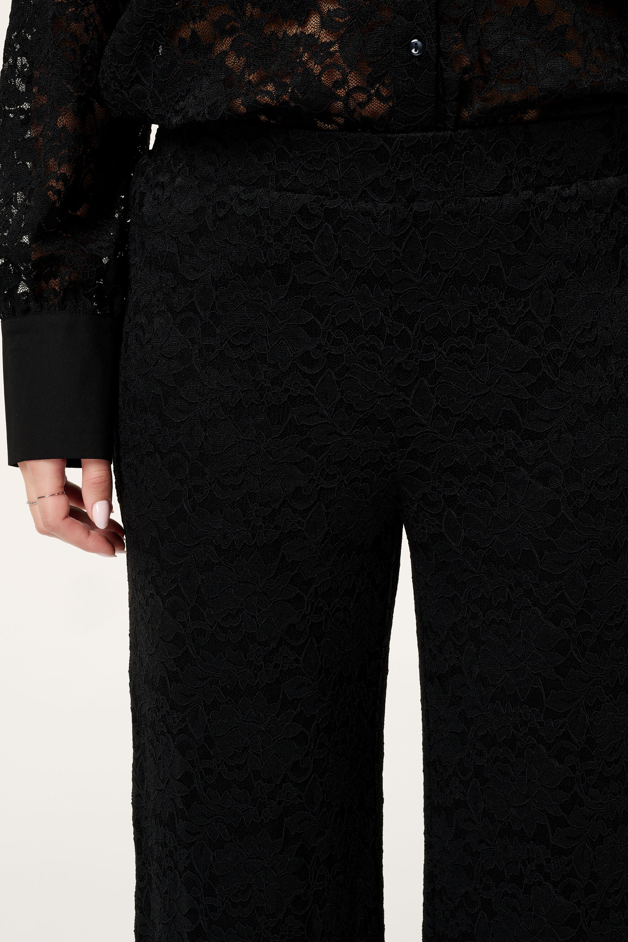 Kanten broek met wijde pijpen image number 4