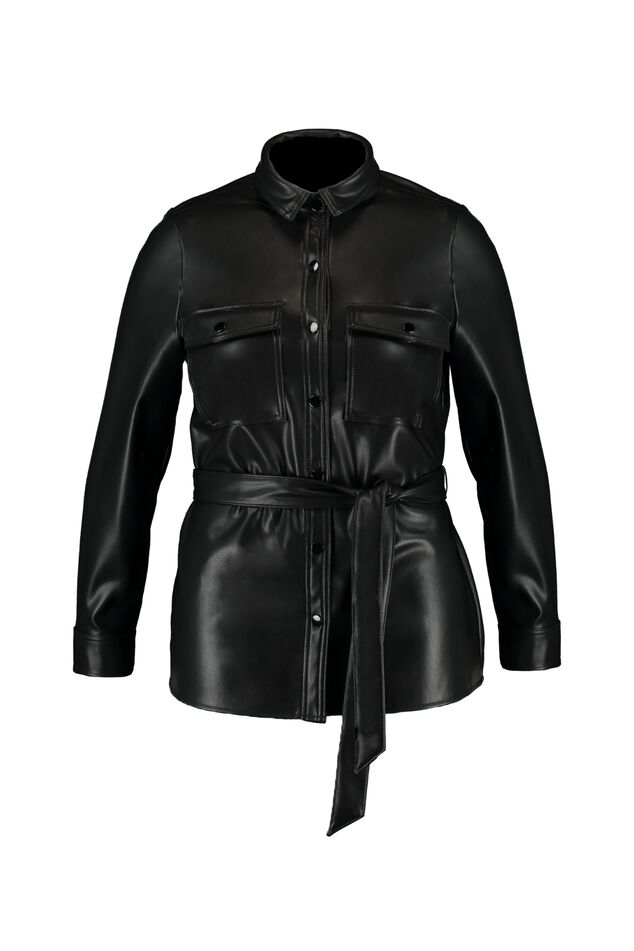Veste en similicuir avec ceinture à nouer image number 1