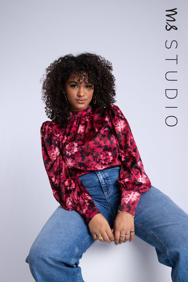 Satijnen blouse met print image number 0