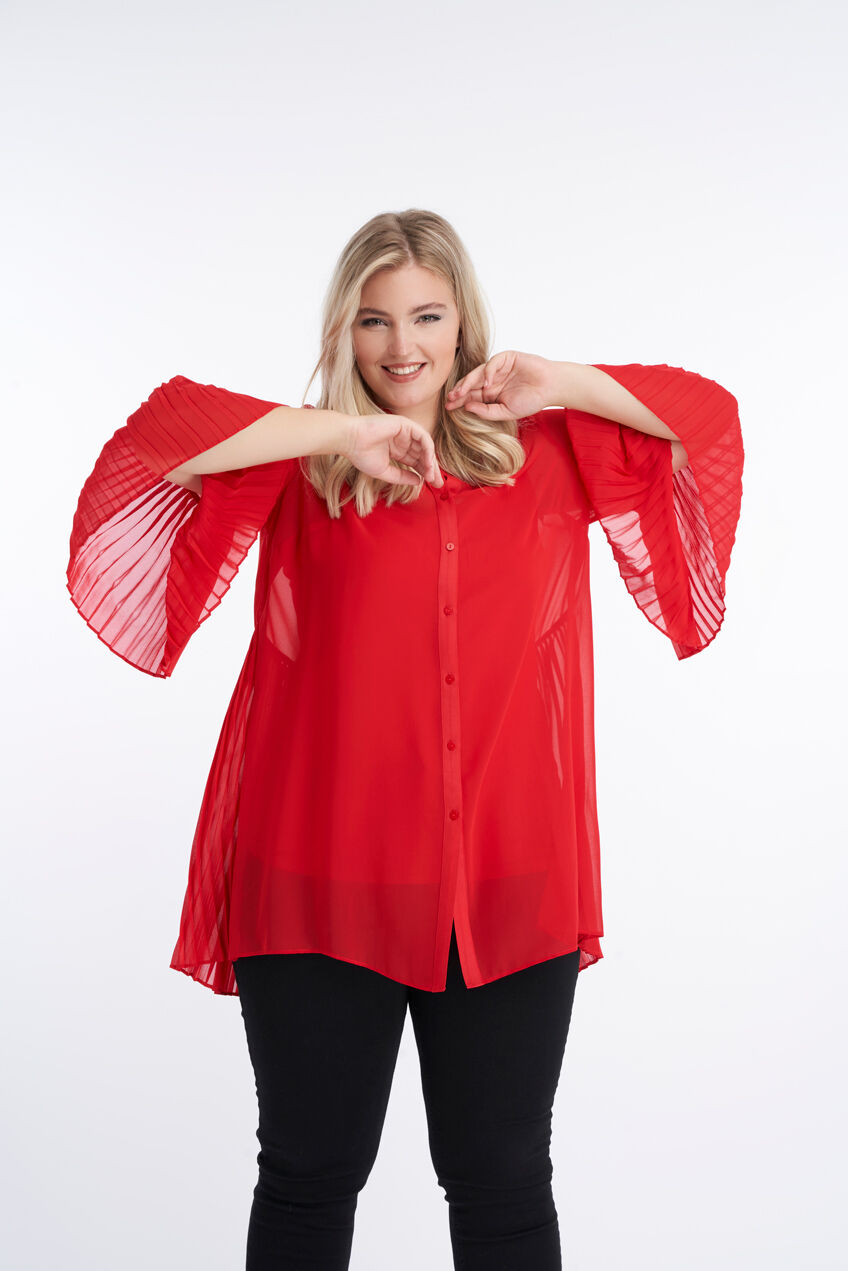 Chemisier long &agrave; manches trompette  image number 5