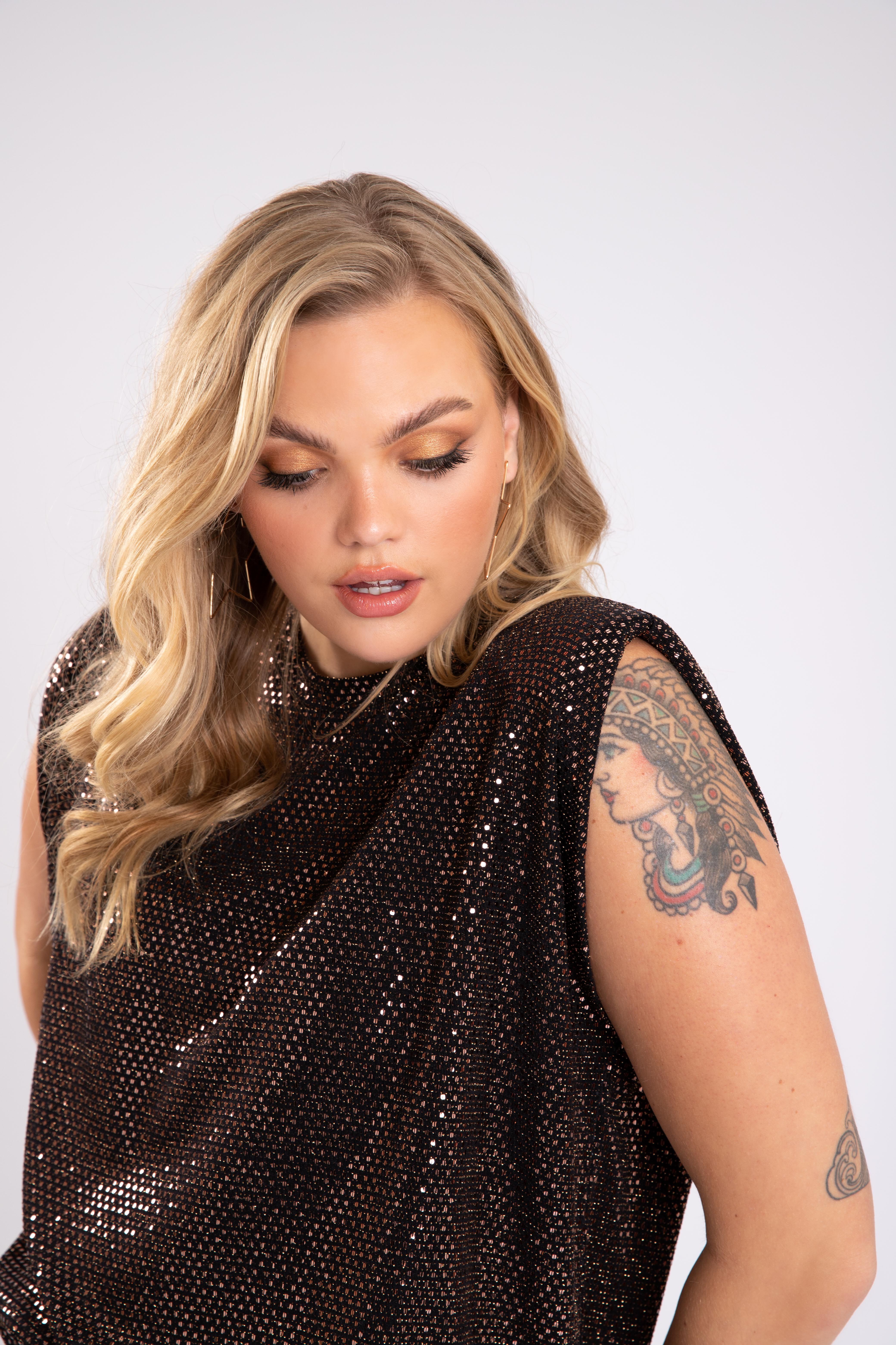 Mouwloze top met schoudervulling image number 7