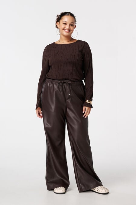 Pantalon large à rayures latérales en PU Pantalon large à rayures latérales en PU