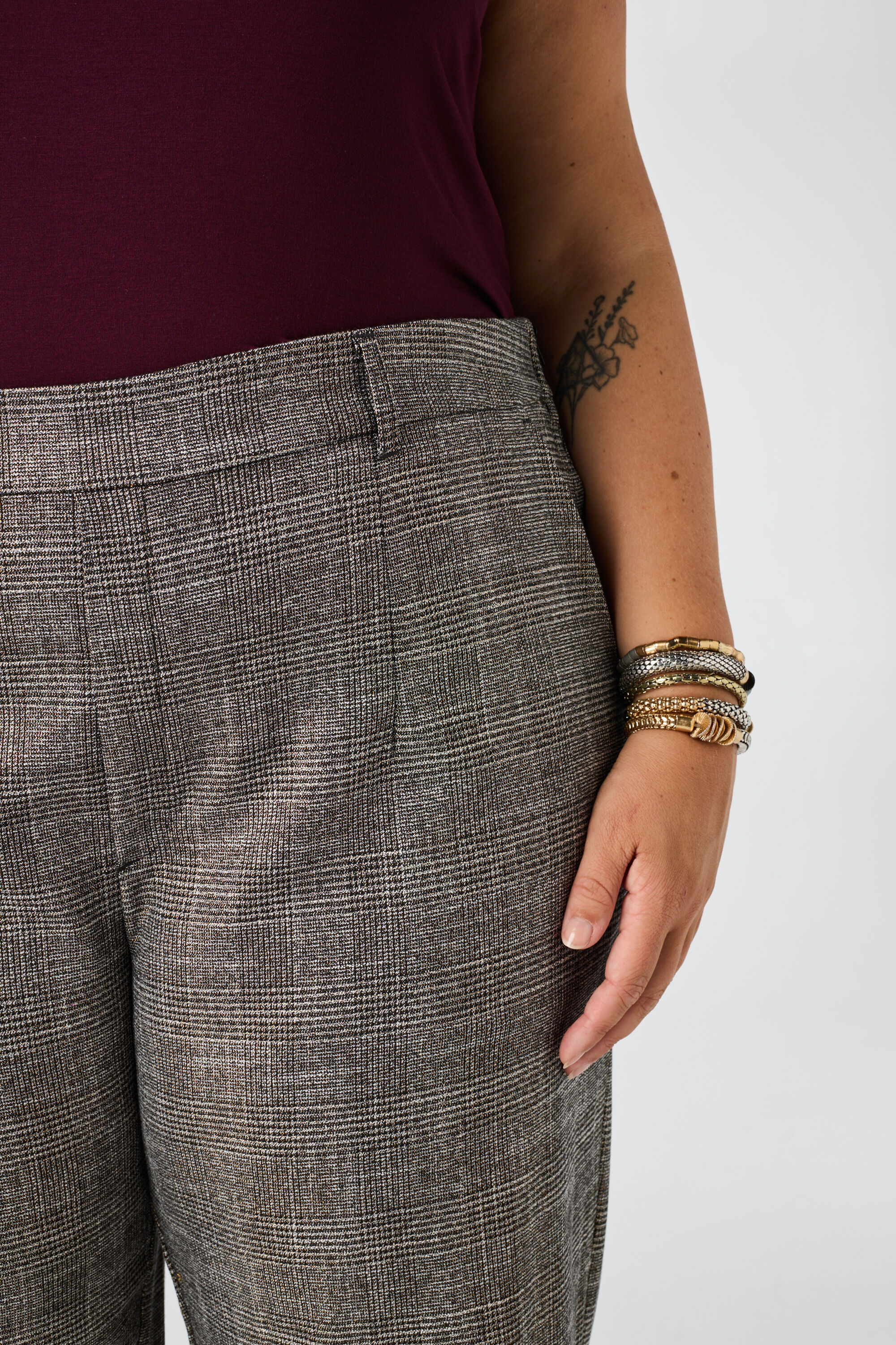 Geruite wide leg broek image number 3