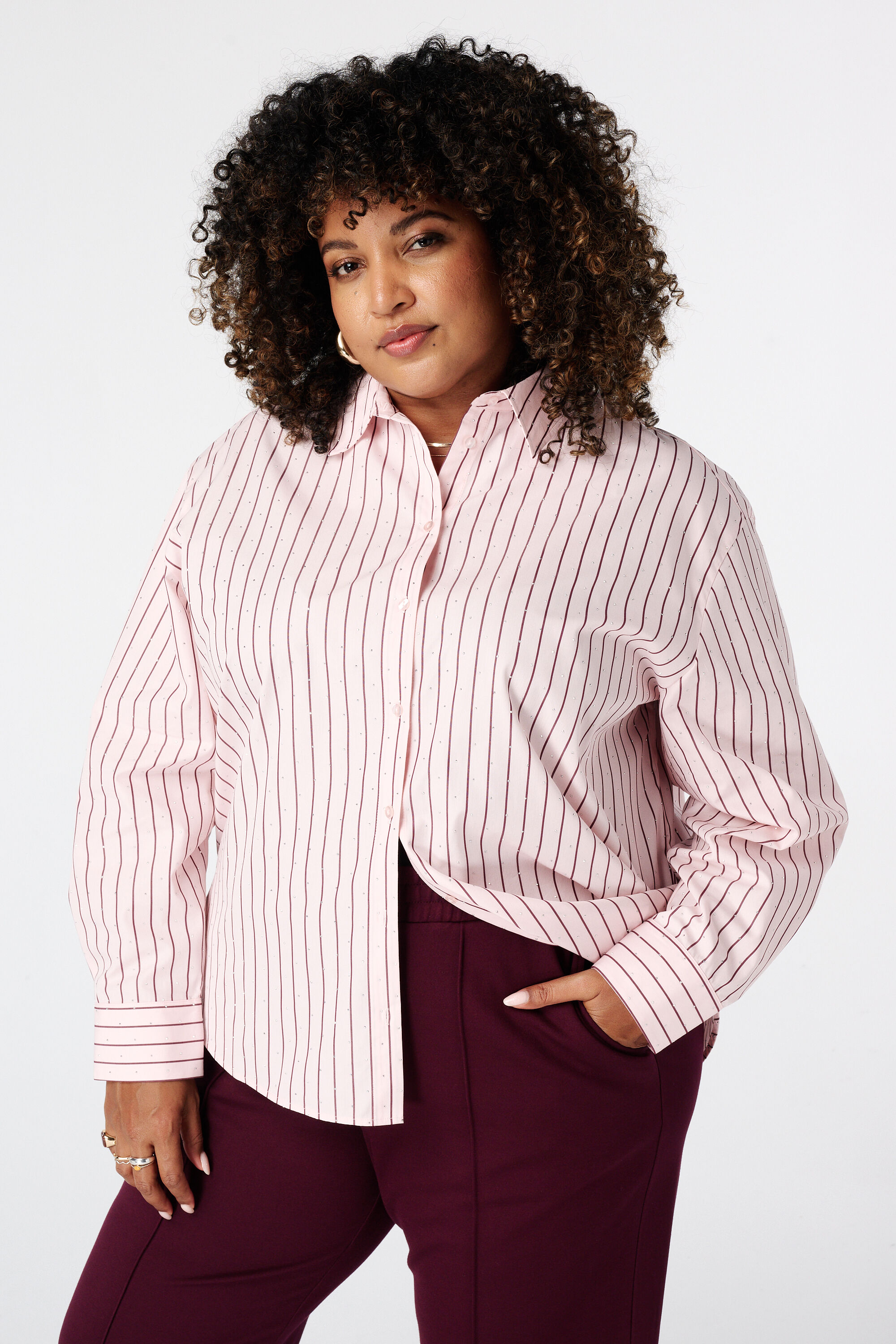 Gestreepte blouse met strass steentjes