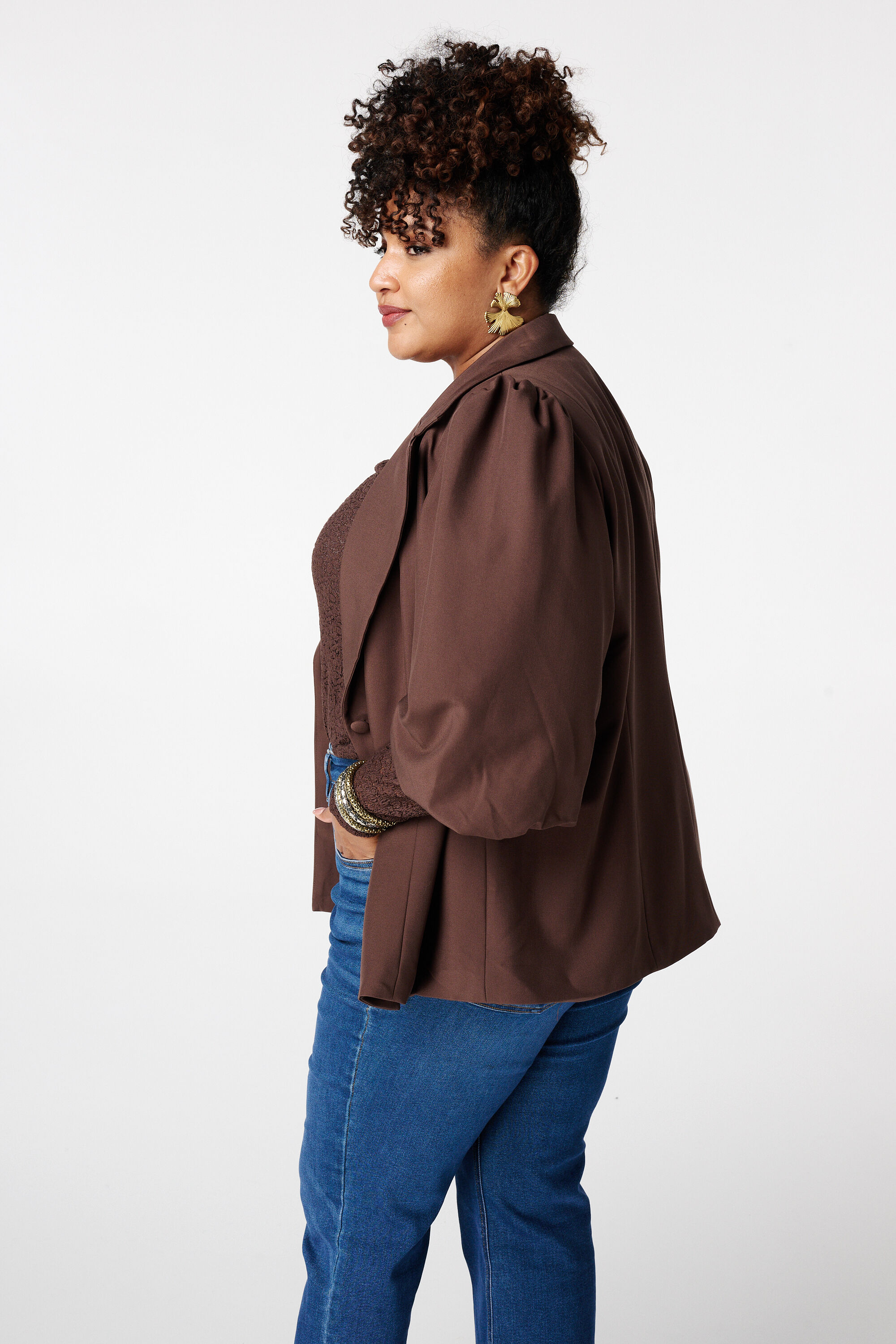 Blazer &agrave; manches bouffantes courtes image number 3