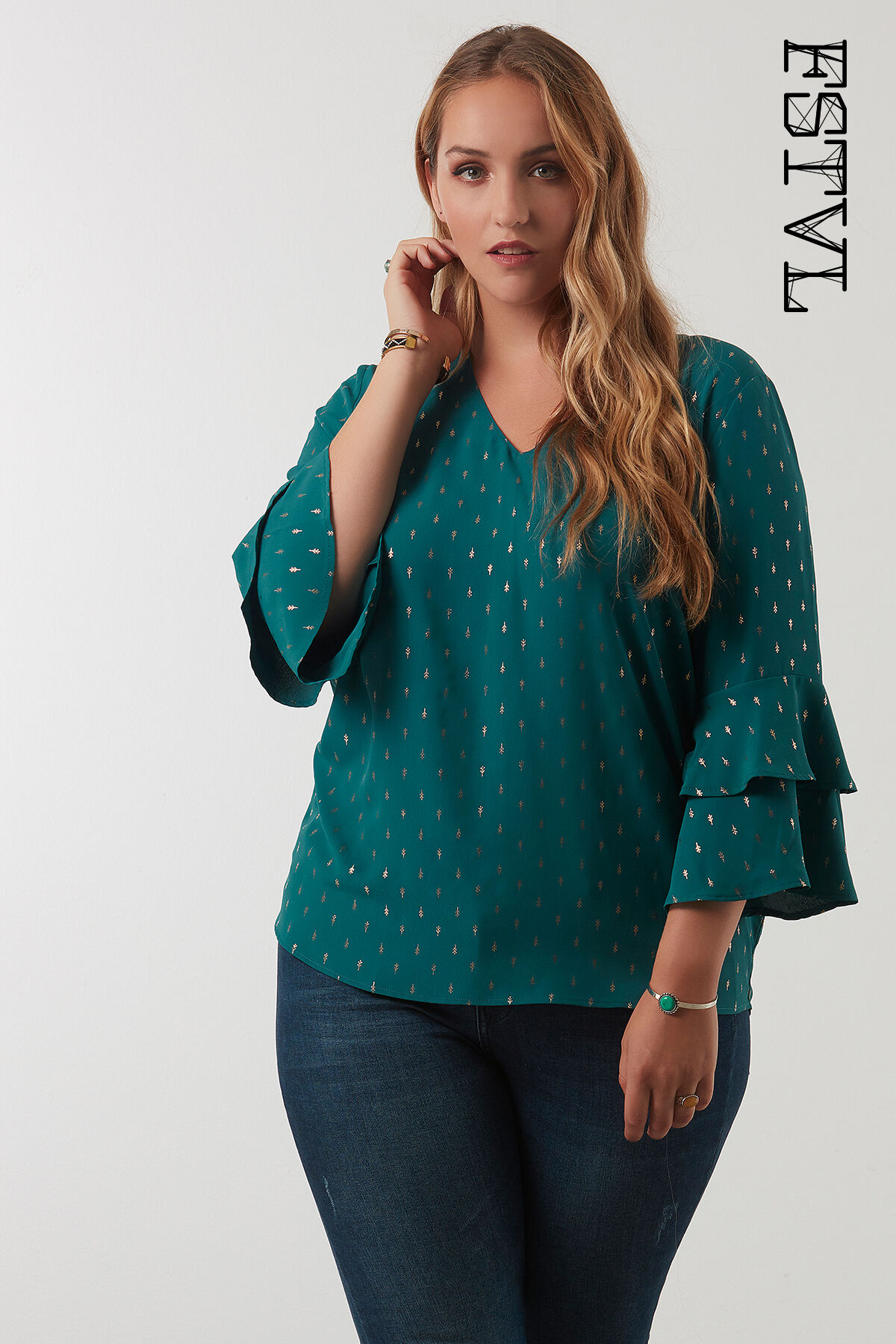 Blouse met volant  mouwen  image number 0