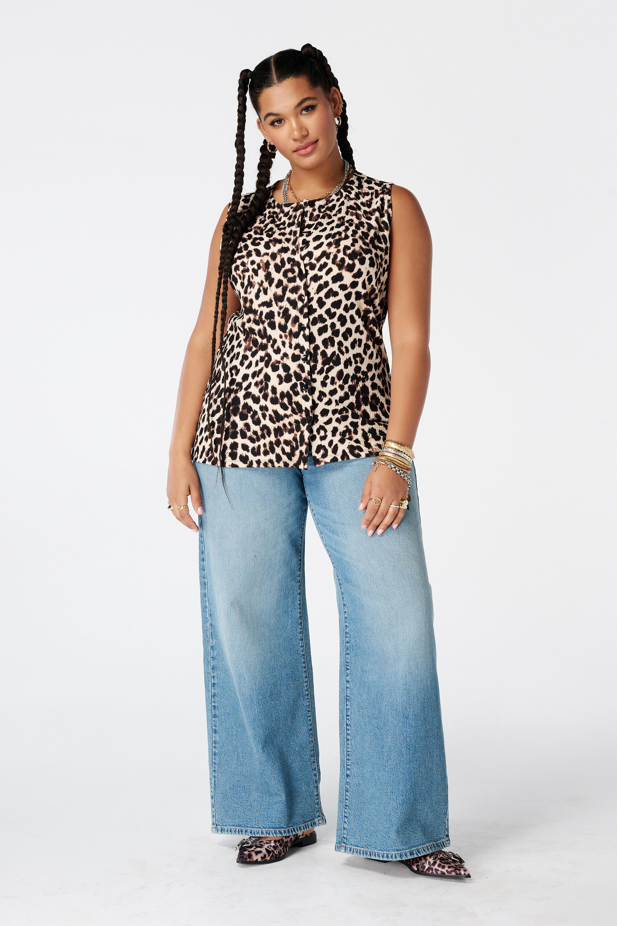 Mouwloze top met print image number 5