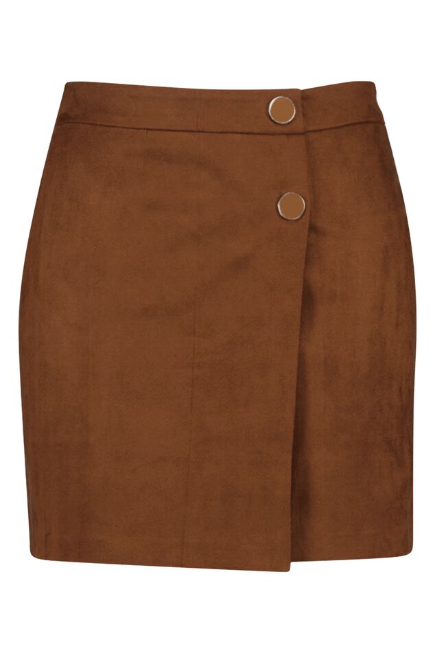 Imitatiesuède rok met overslagdetail image number 2