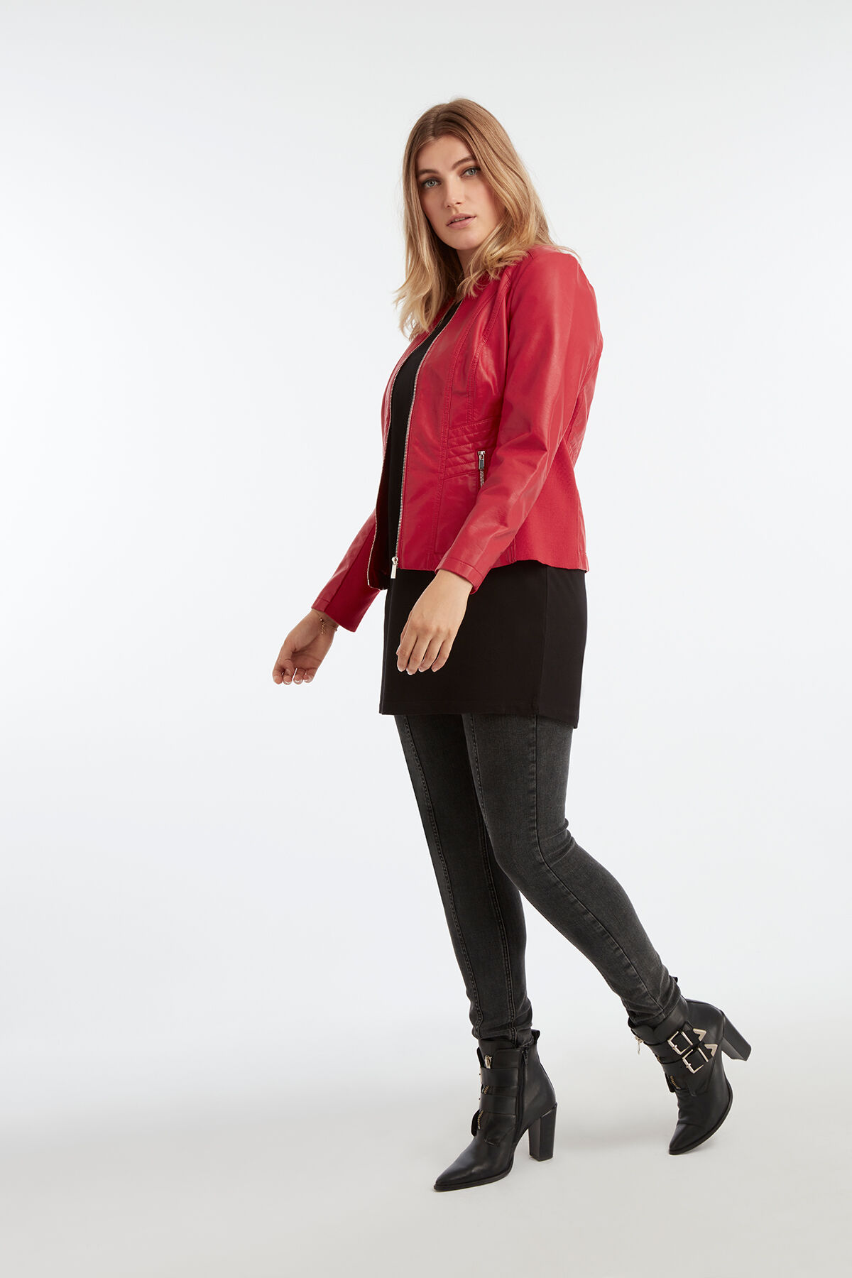 Imitatieleren jasje met ronde halslijn image number 3