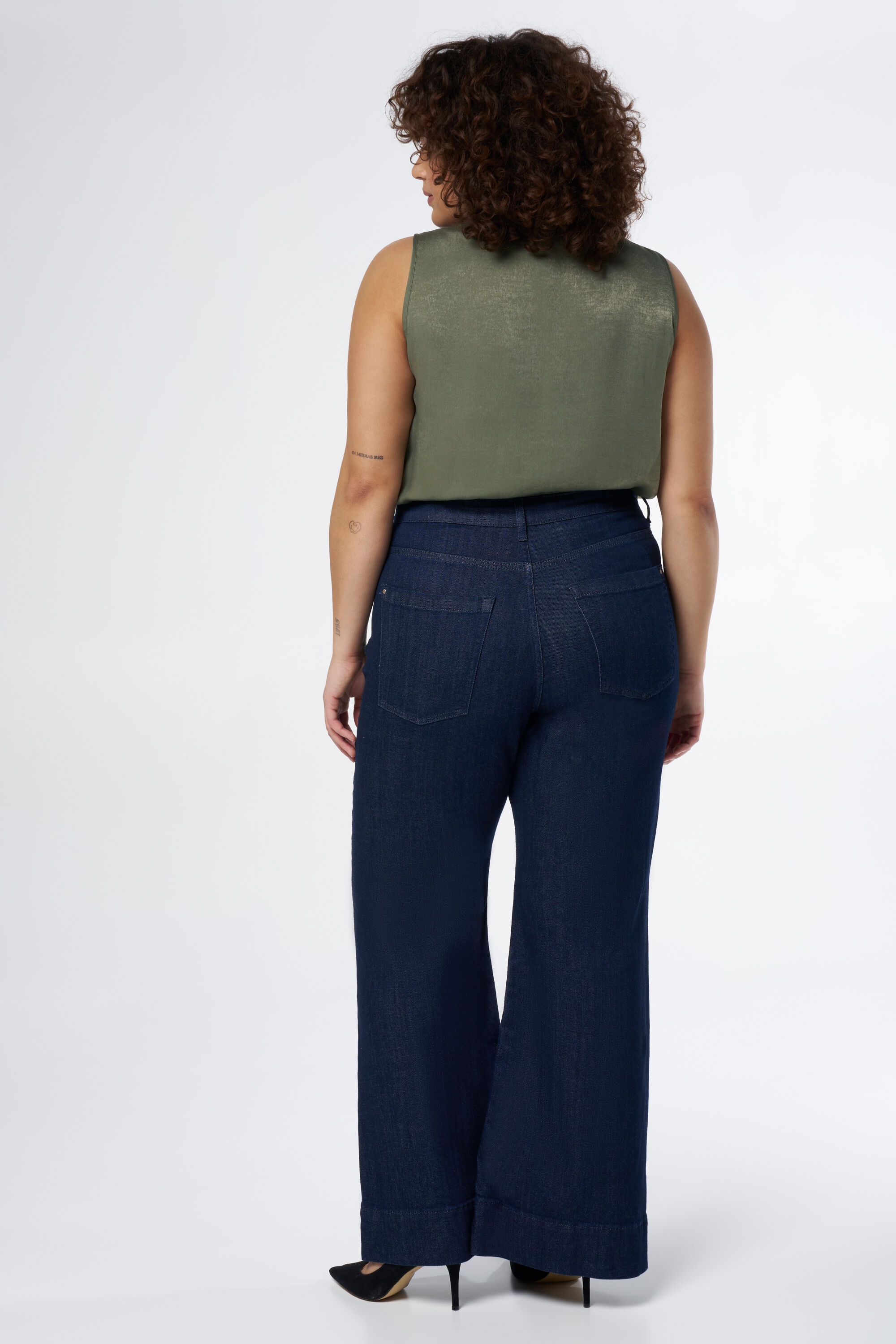 Flared leg jeans met siernaad image number 3