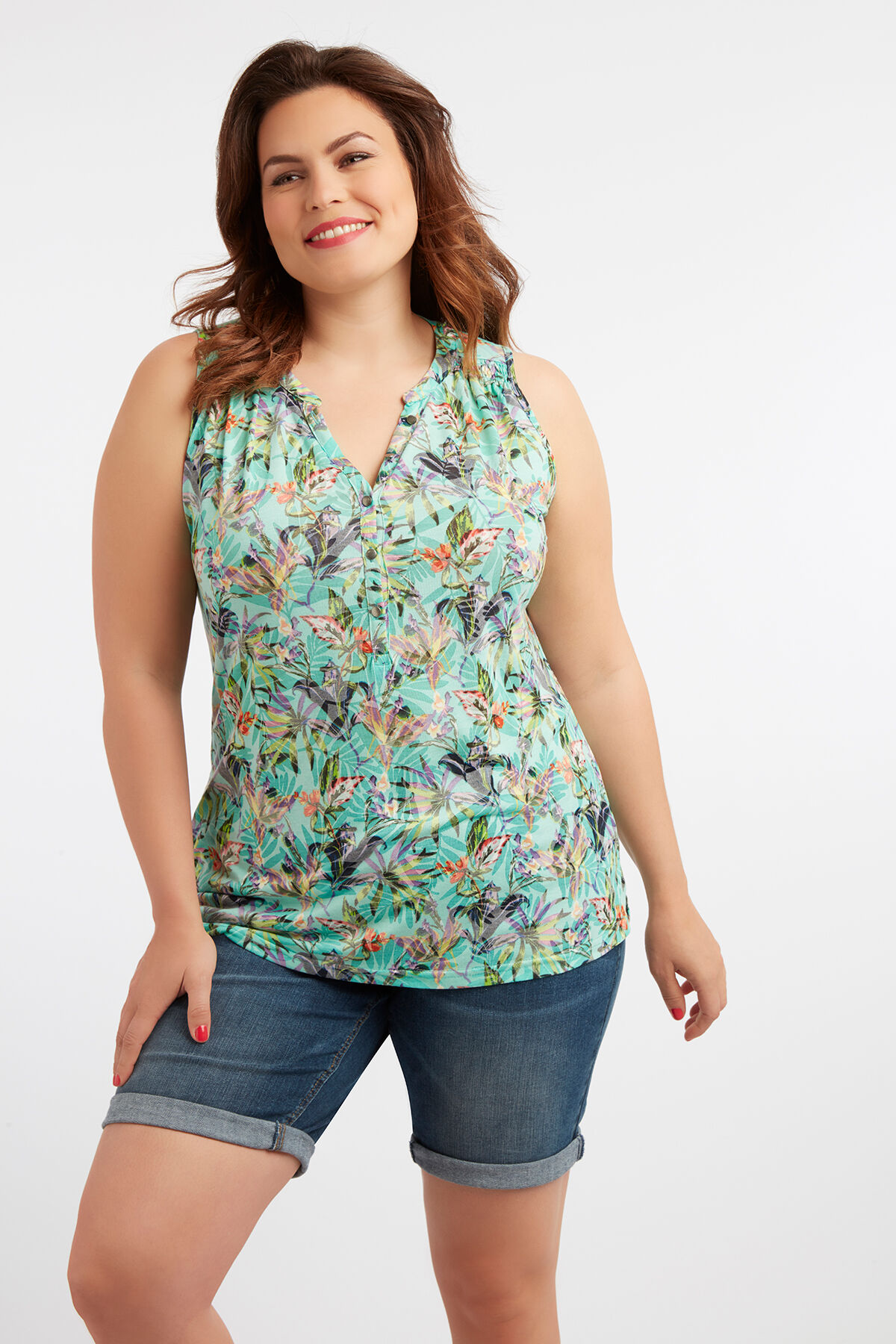 Mouwloze top met burn-out effect image number 3