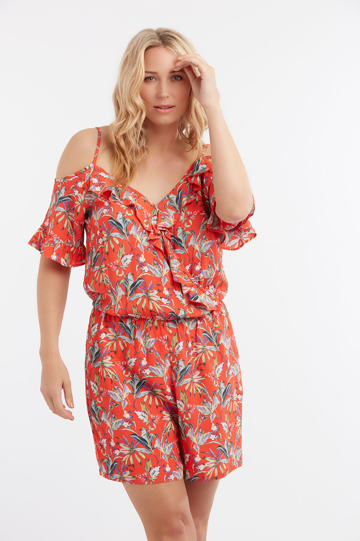 Playsuit met bloemenprint en volant image number 3