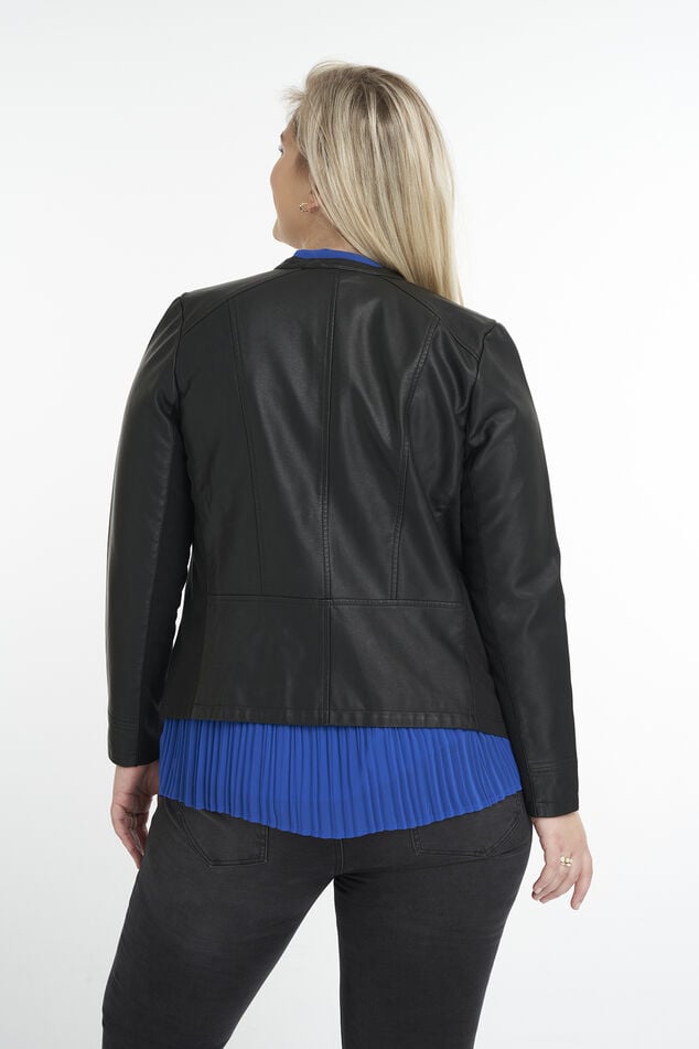 Veste motard en simili cuir à col rond image number 3