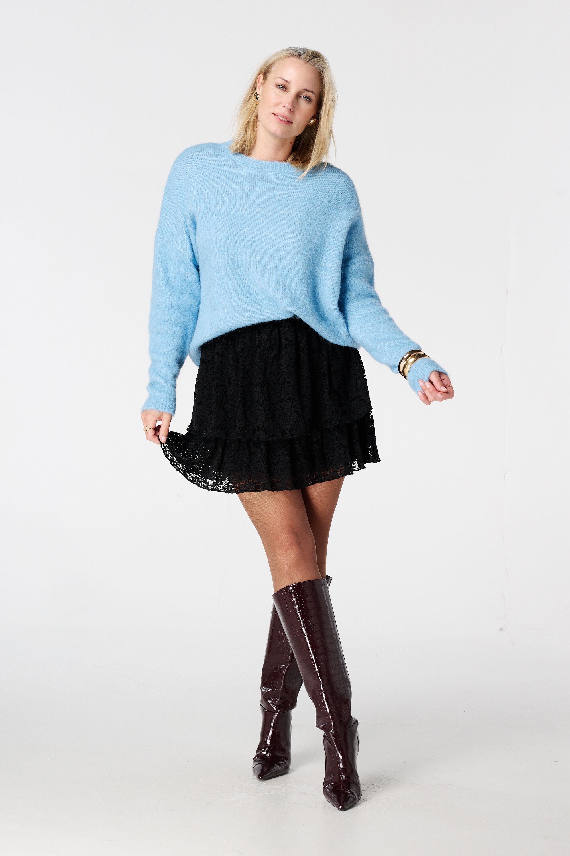 Kanten rokje met volants