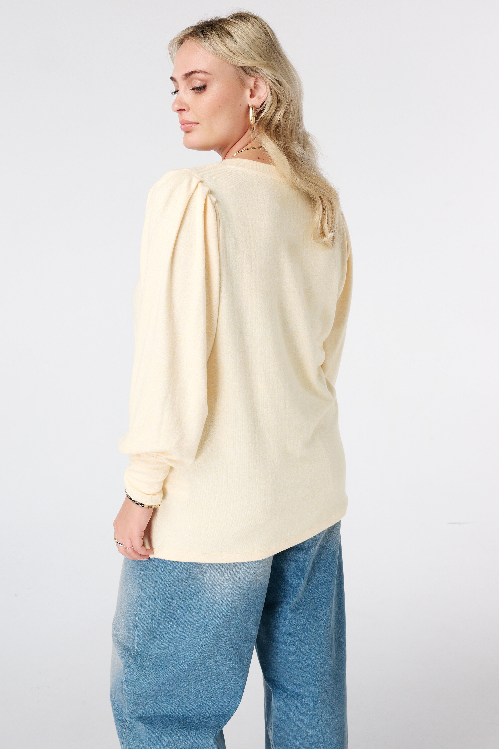 Top van sweatstof met pofmouwen image number 3