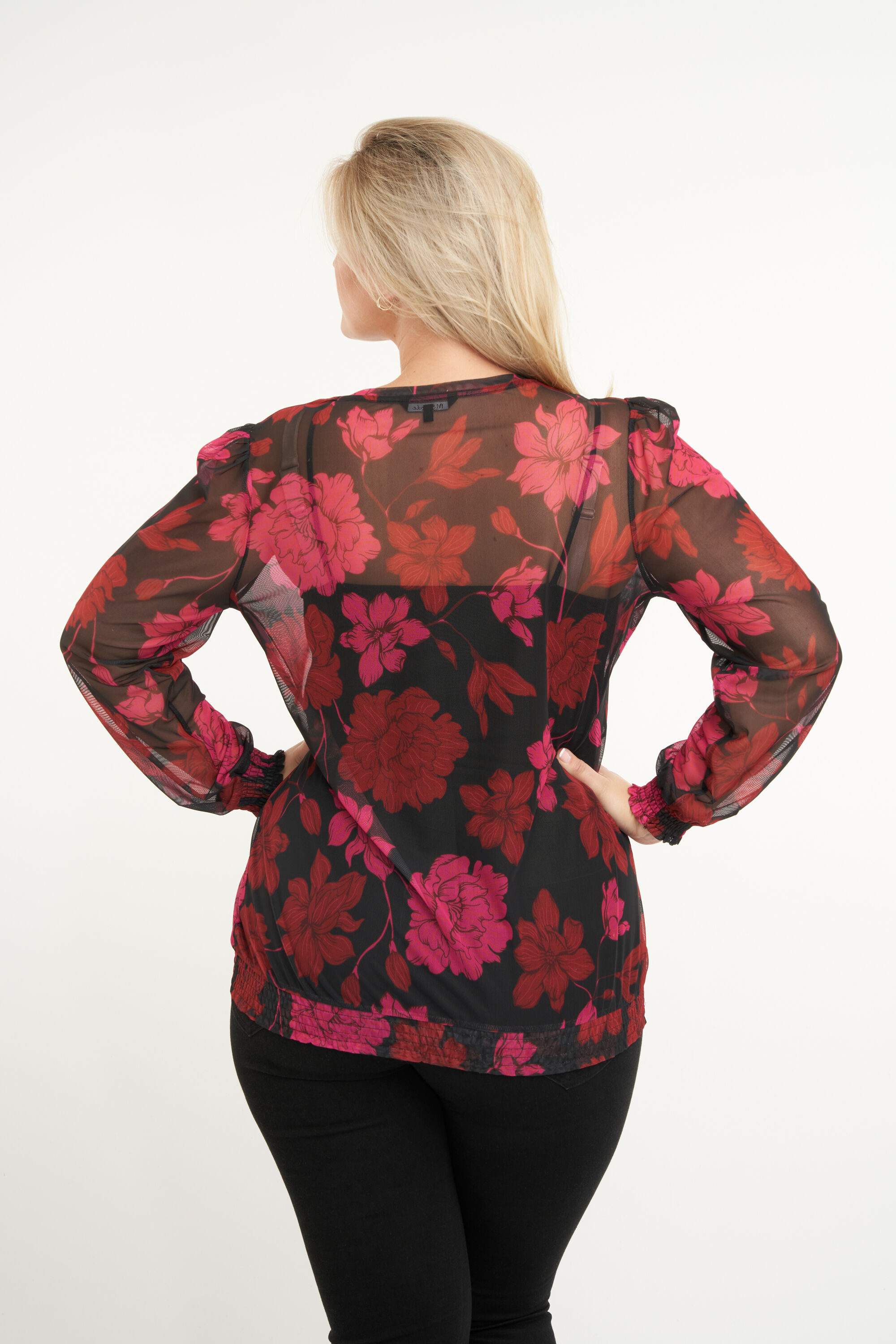 Mesh top met bloemenprint image number 3