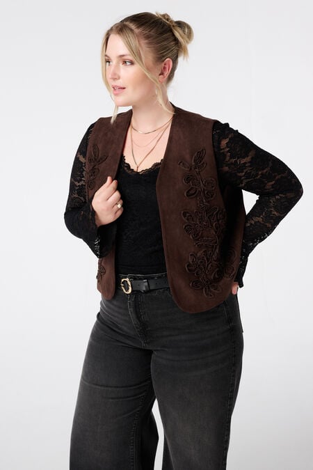 Gilet en suède avec broderies Gilet en suède avec broderies