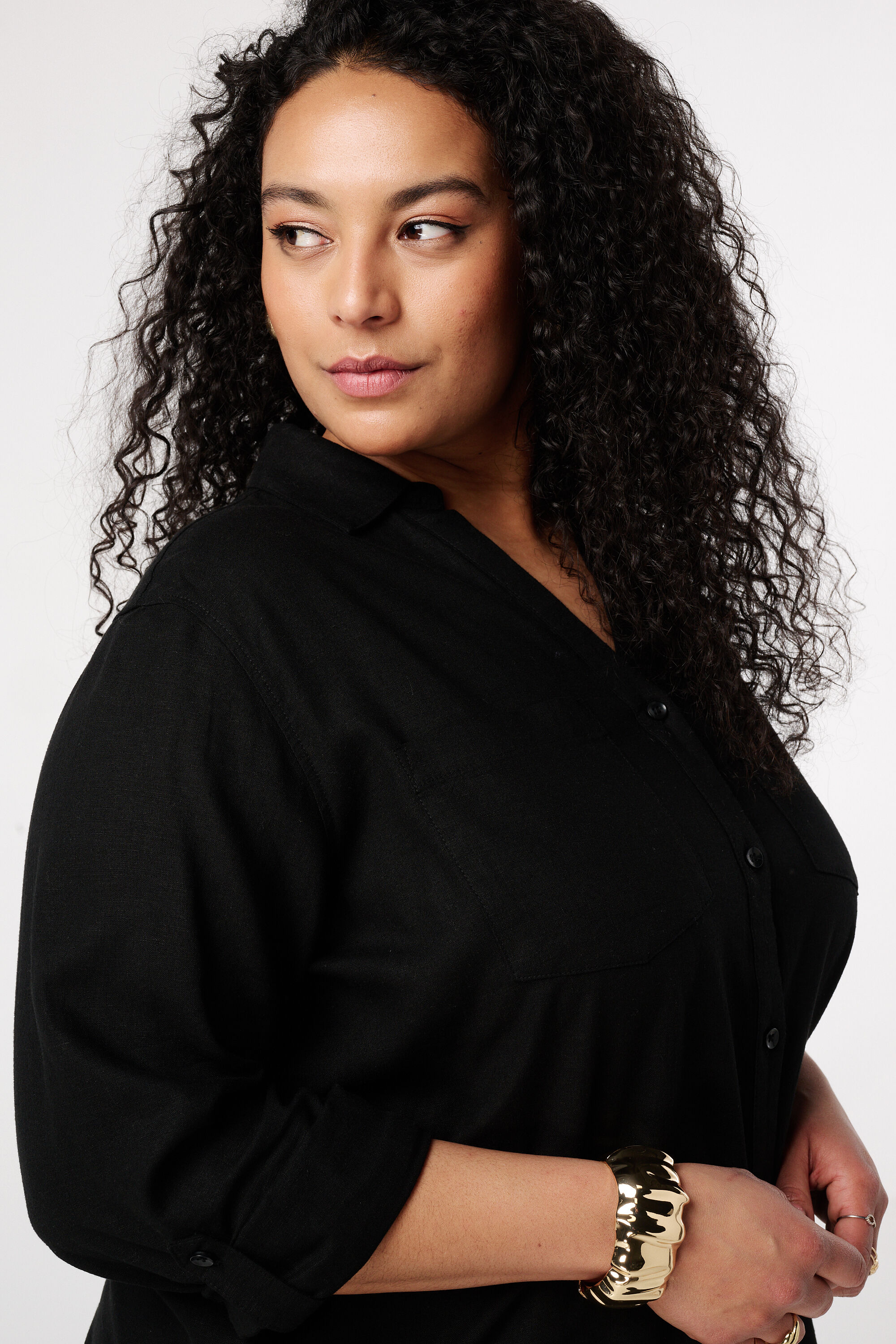 Linnen blouse met zakken image number 4