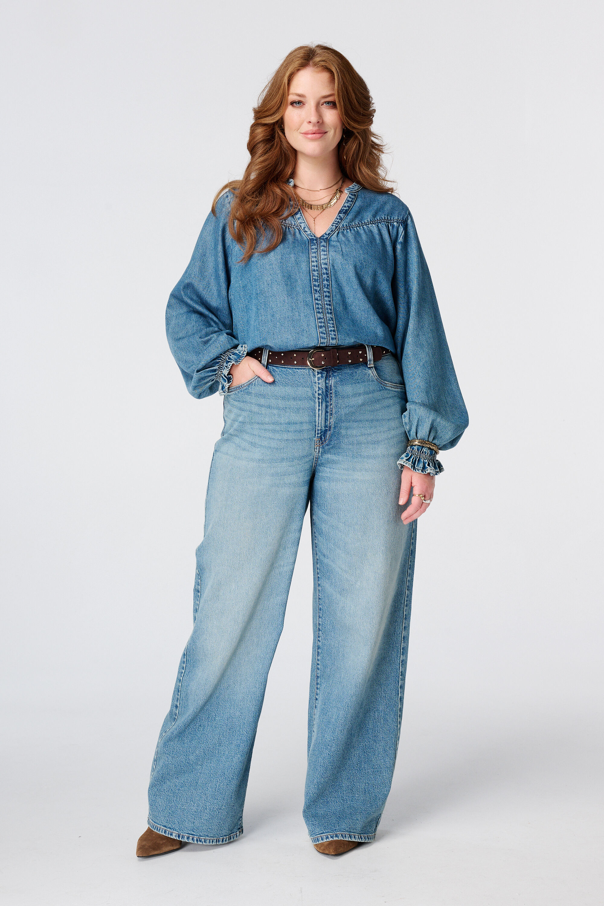Wide leg jeans met hoge taille