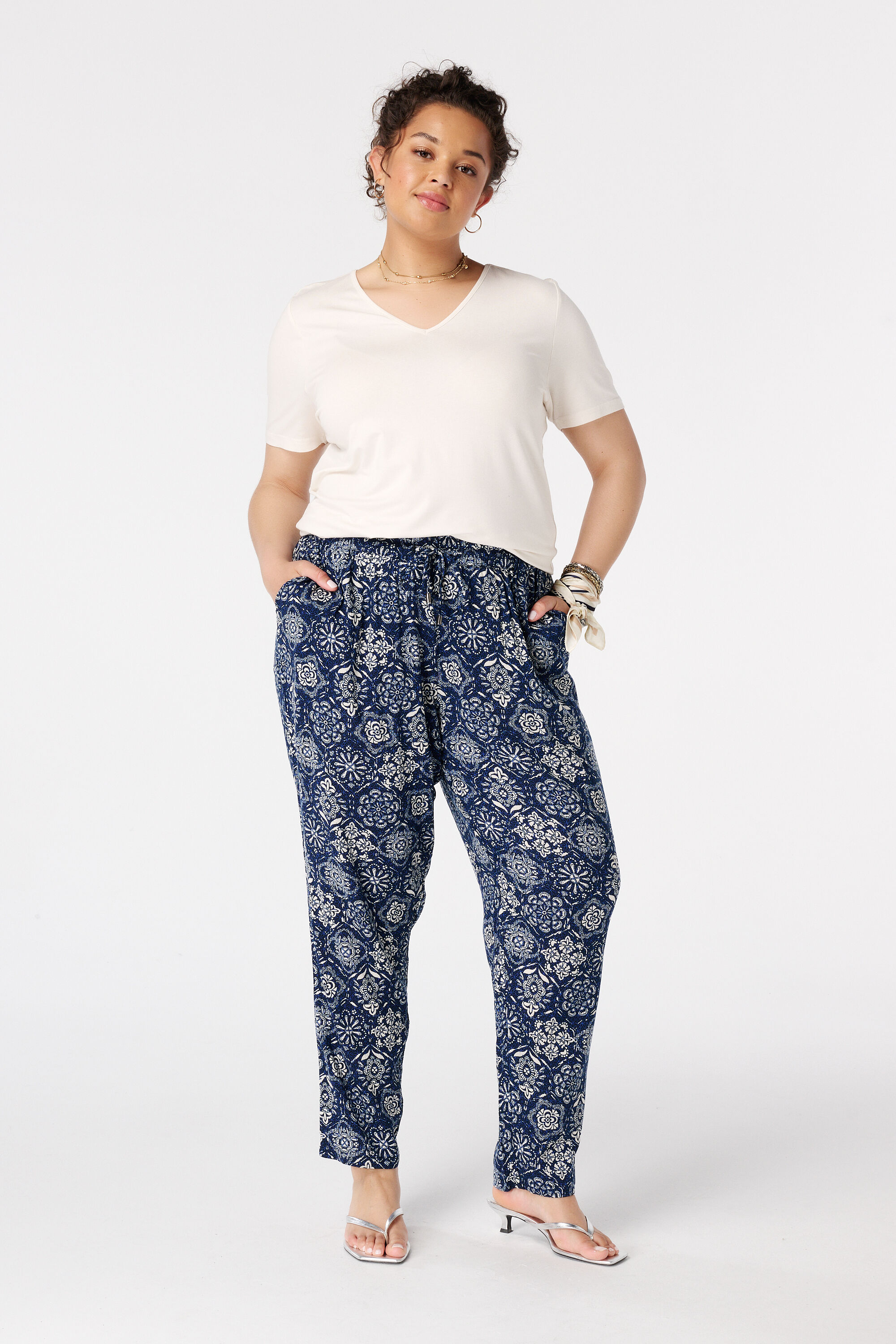 Straight leg broek met print