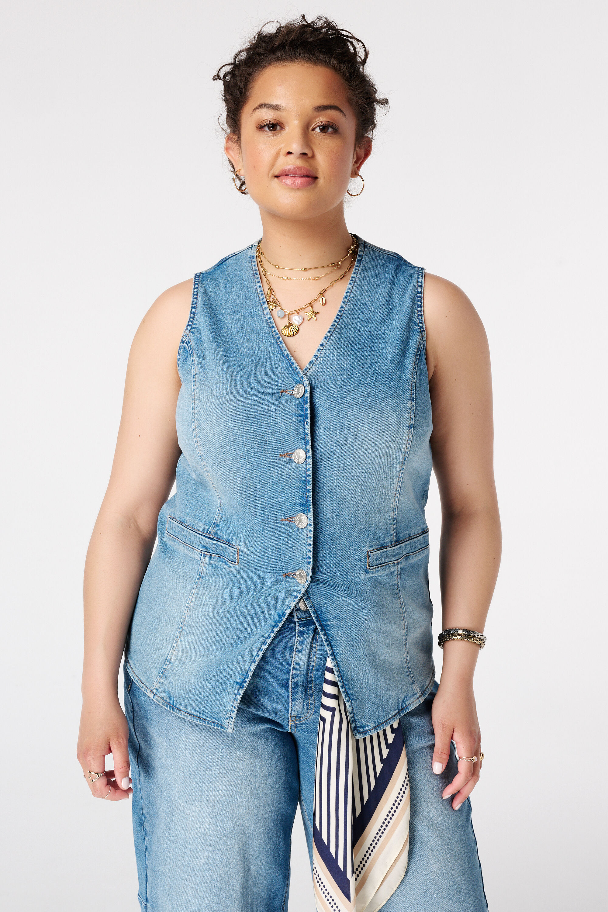 Lang denim gilet