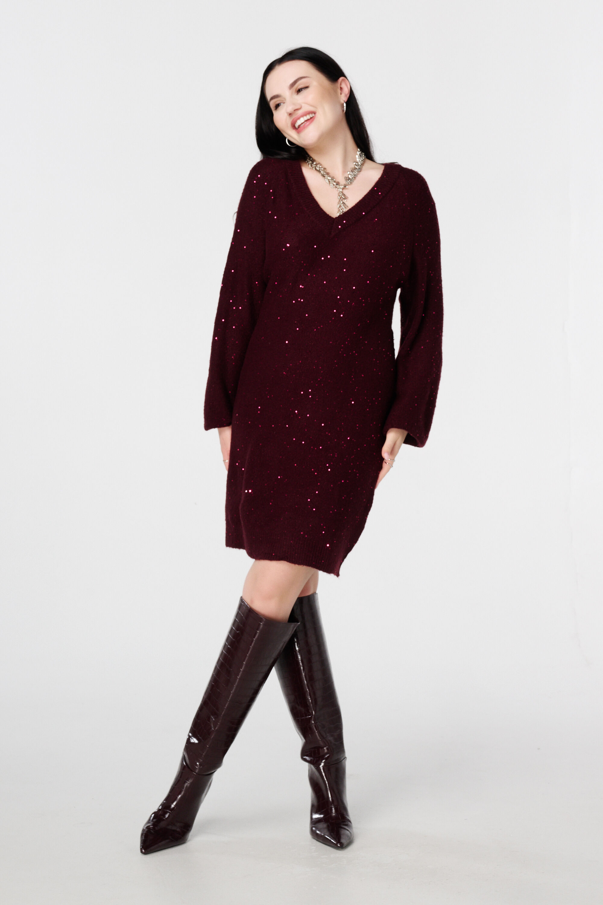 Gebreide tuniek met glitter en pailletten