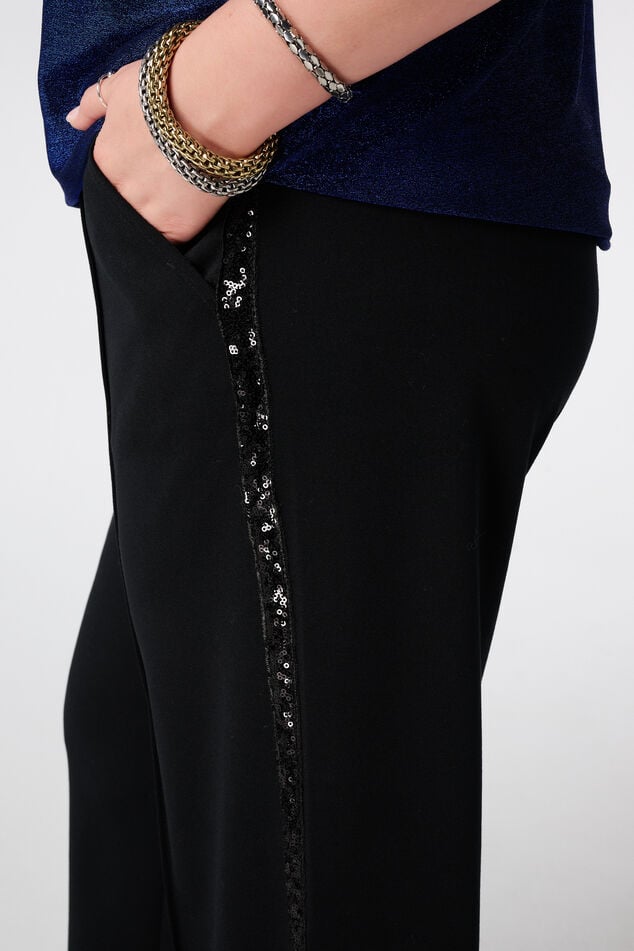 Wide leg pantalon met stretch en zijstreep image number 4