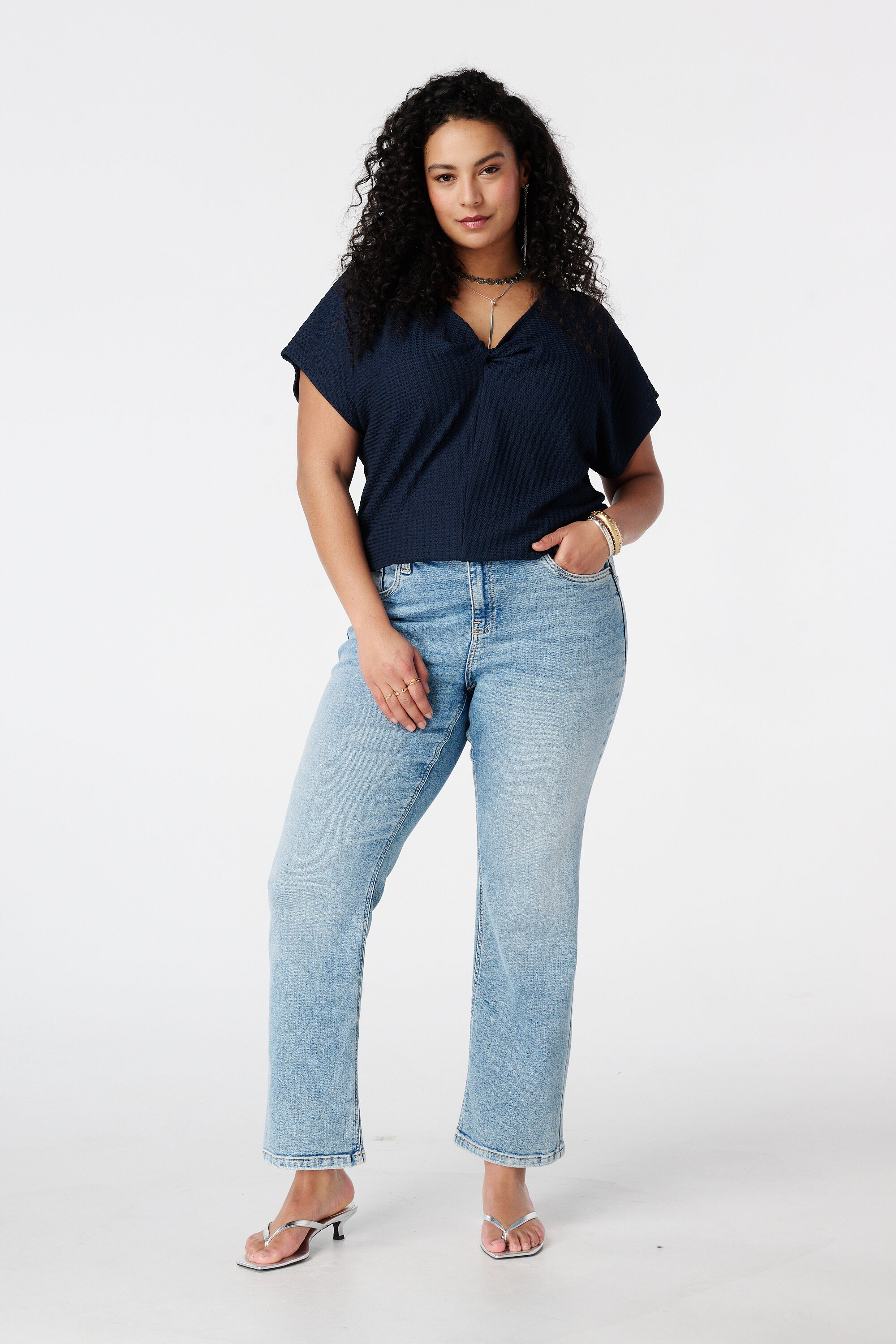 Straight leg jeans met mid waist
