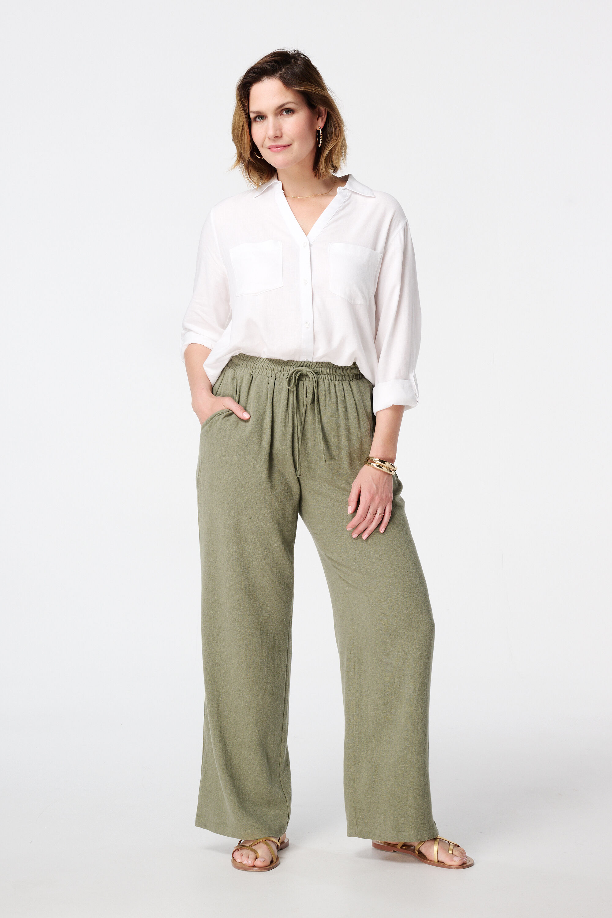 Linnen blouse met zakken image number 5