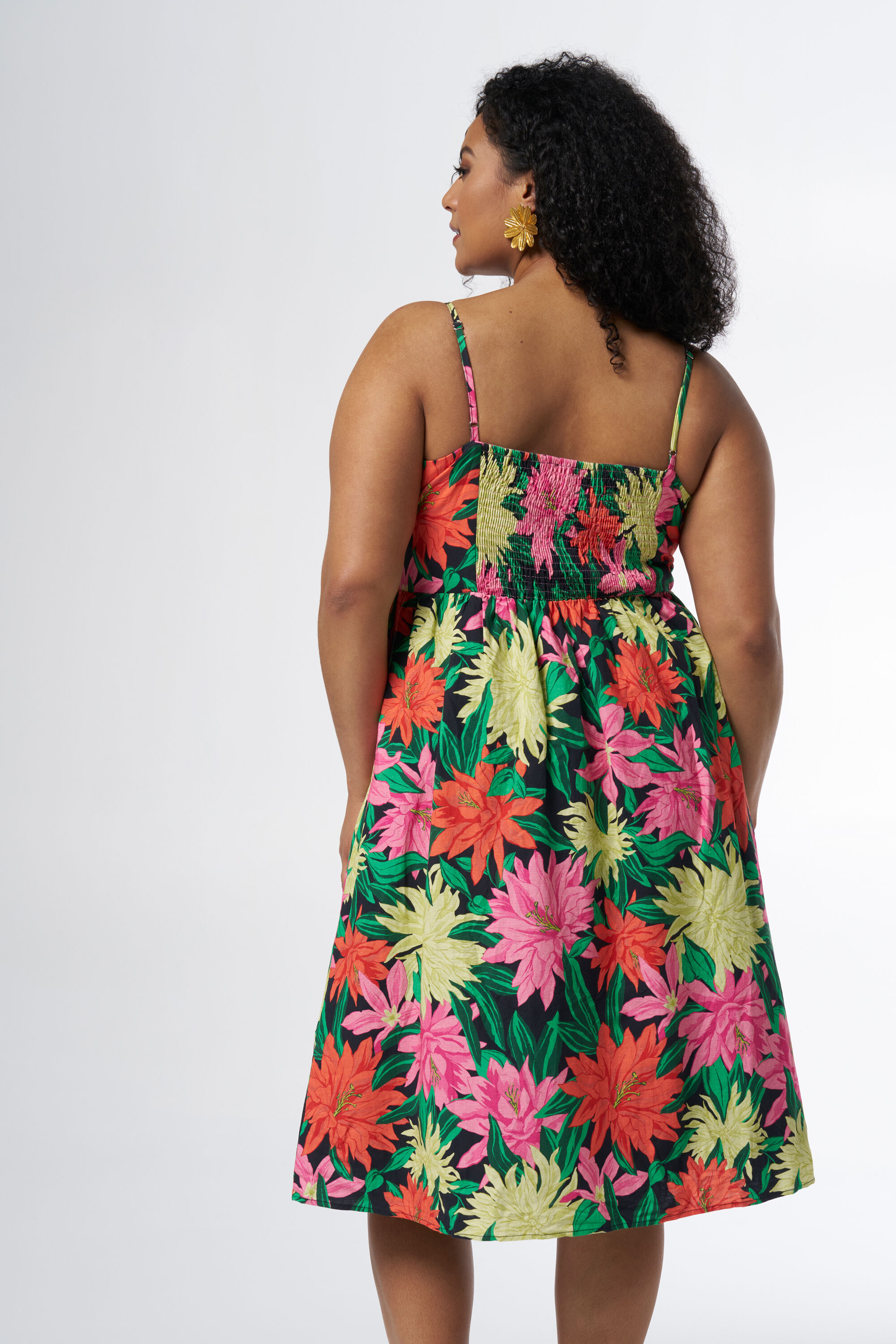 Midi jurk met knopen en print image number 3