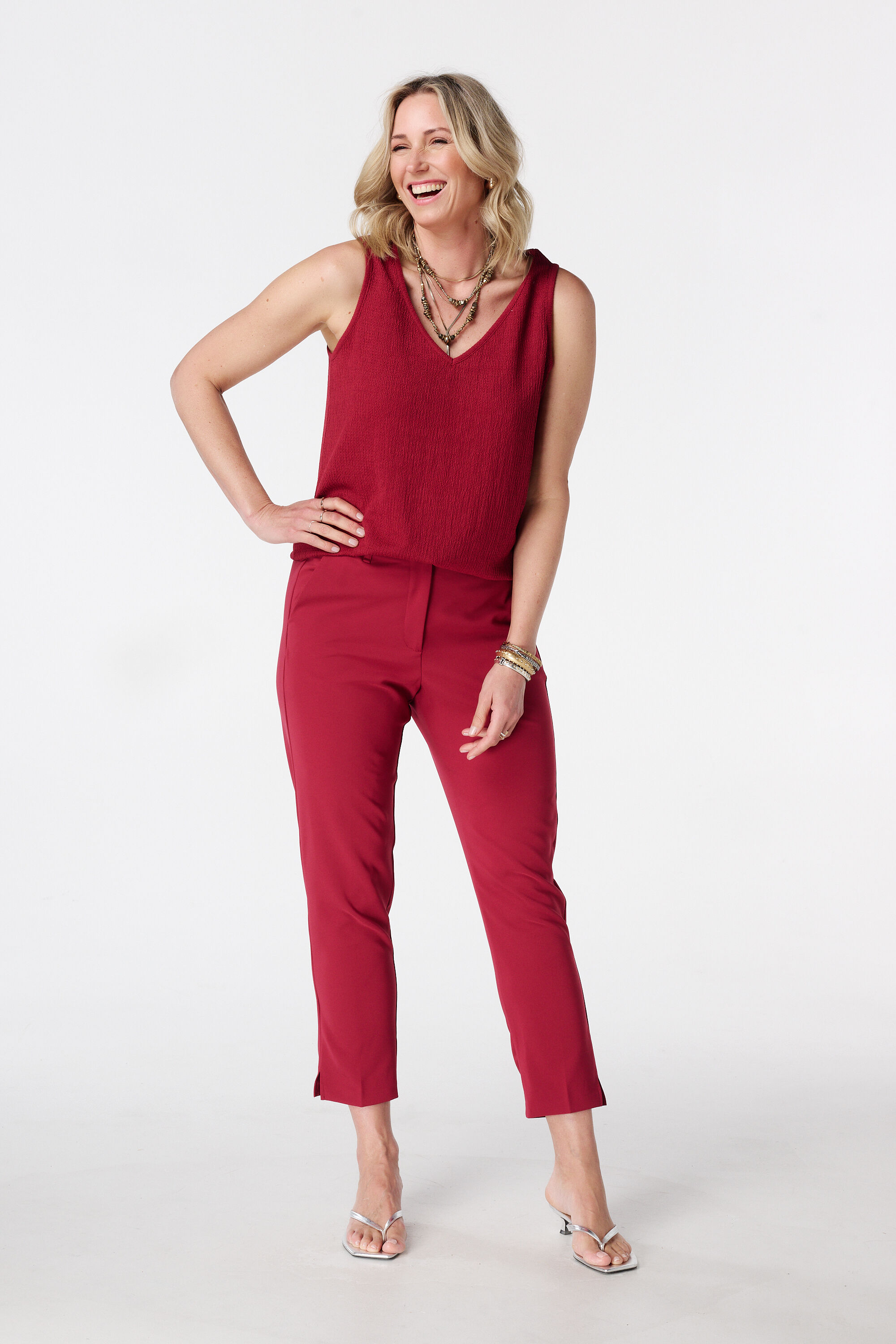 Straight leg pantalon met elastische taille image number 0