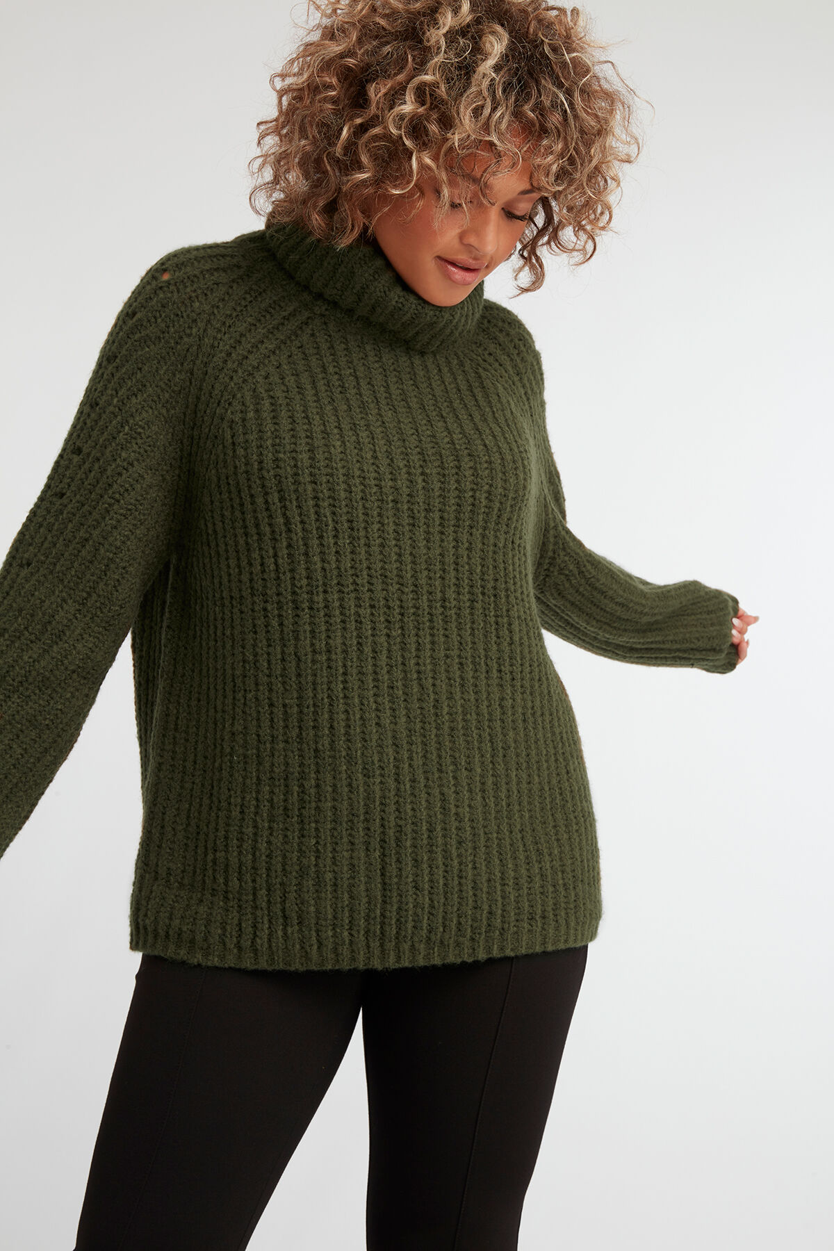 Grof gebreide trui met col image number 3