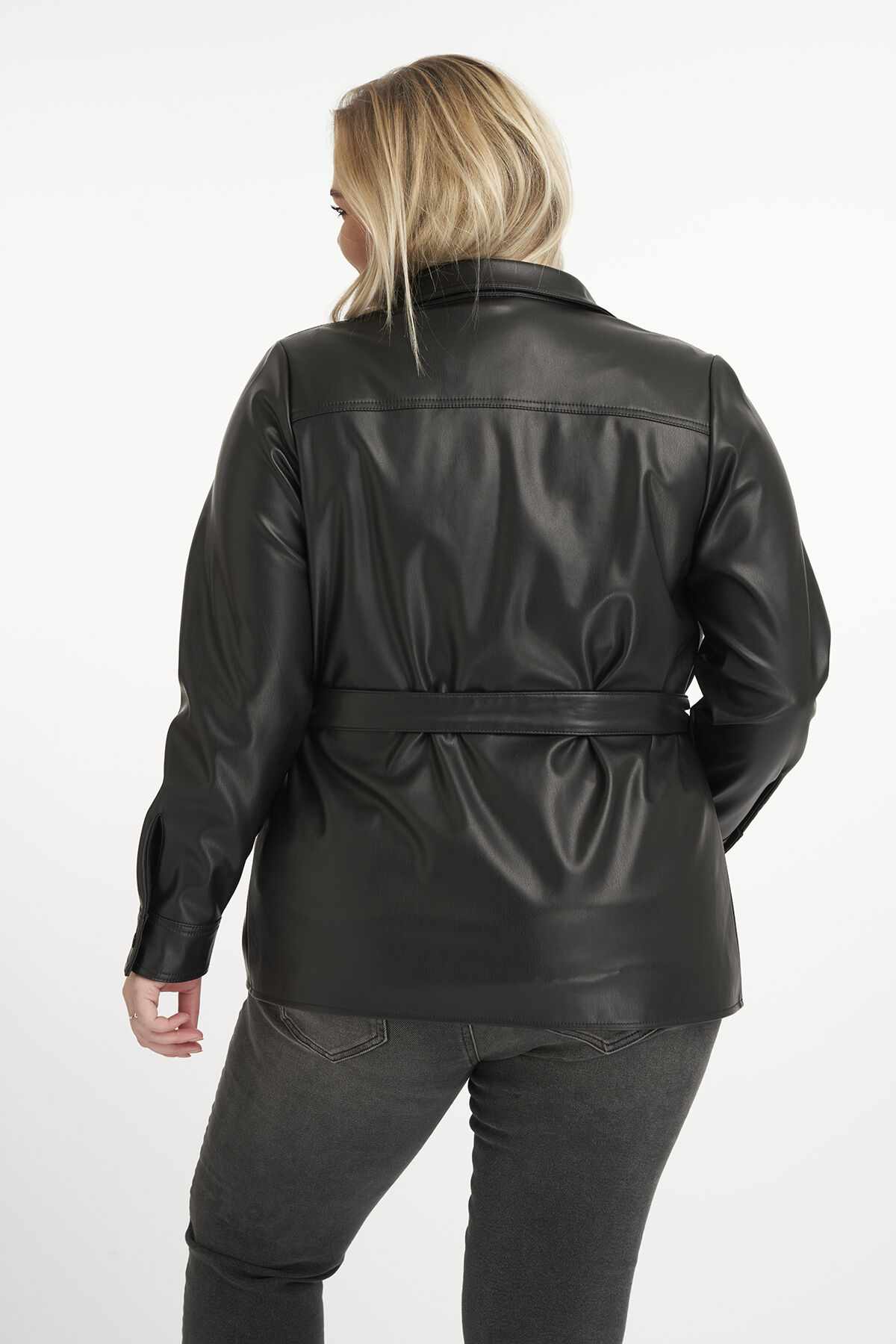 Veste en similicuir avec ceinture &agrave; nouer image number 3